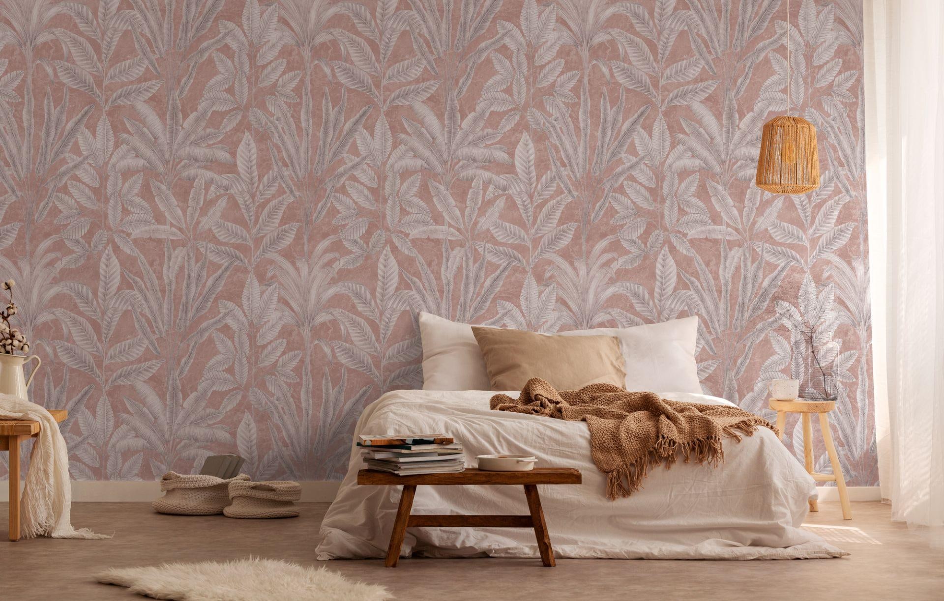 Jungla rosa gris - Fotomural tejido-no tejido Livingwalls - mate y liso