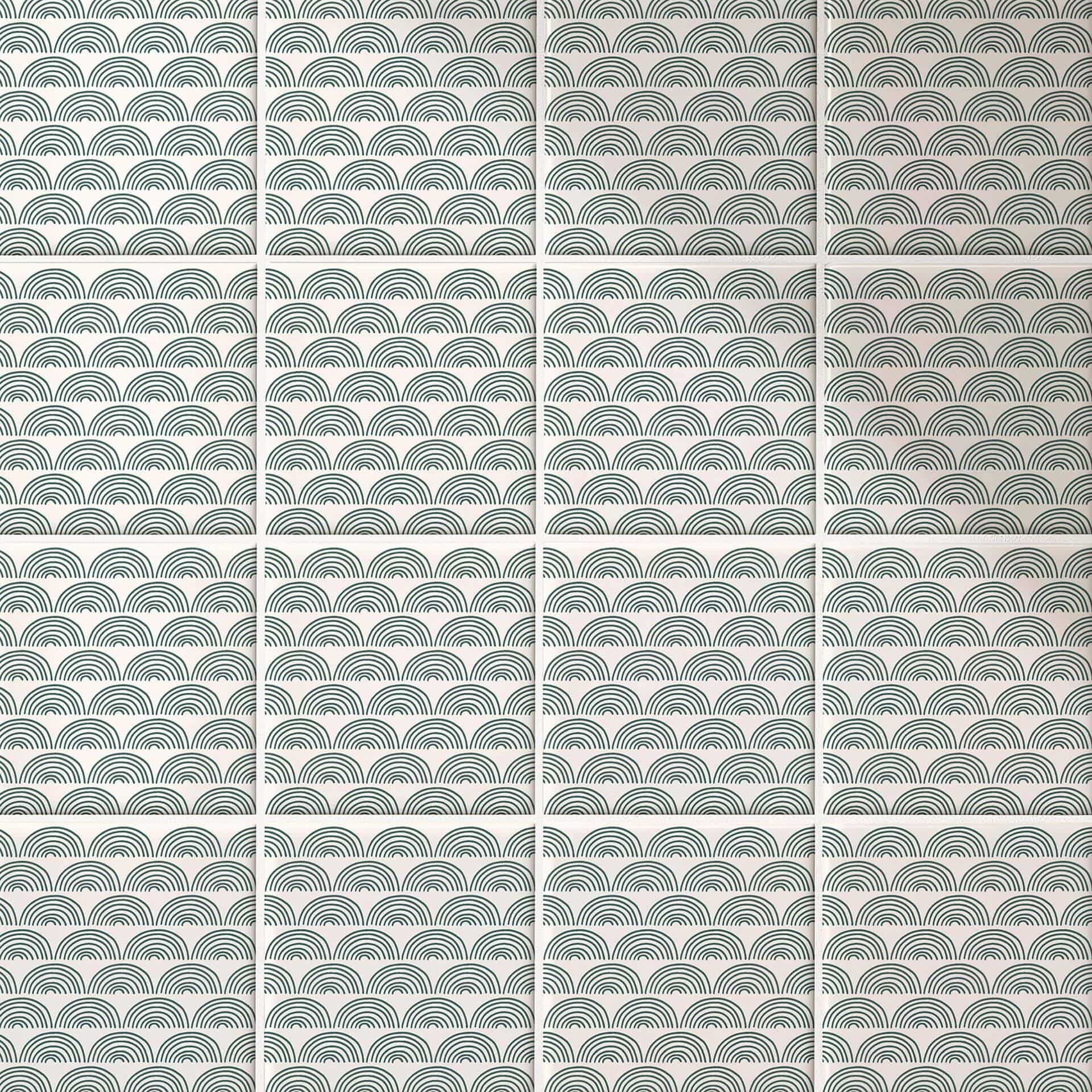 Azulejos Adhesivos Boho - abanico eucalipto - lote de 12