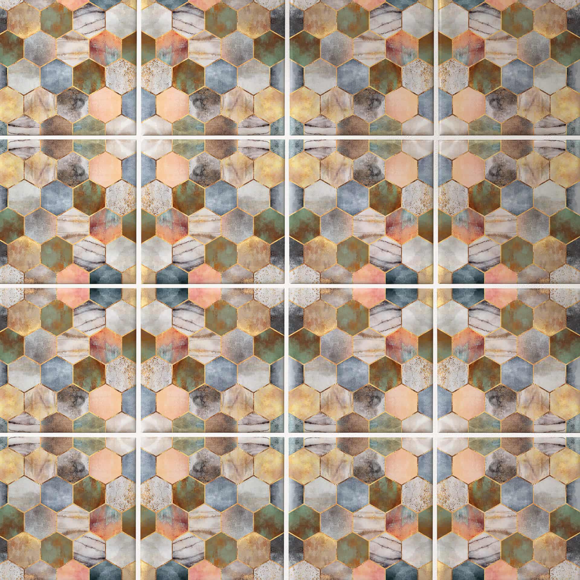 Azulejos Adhesivos Fredriksson - Hexágonos de nácar de colores - Lote de 12