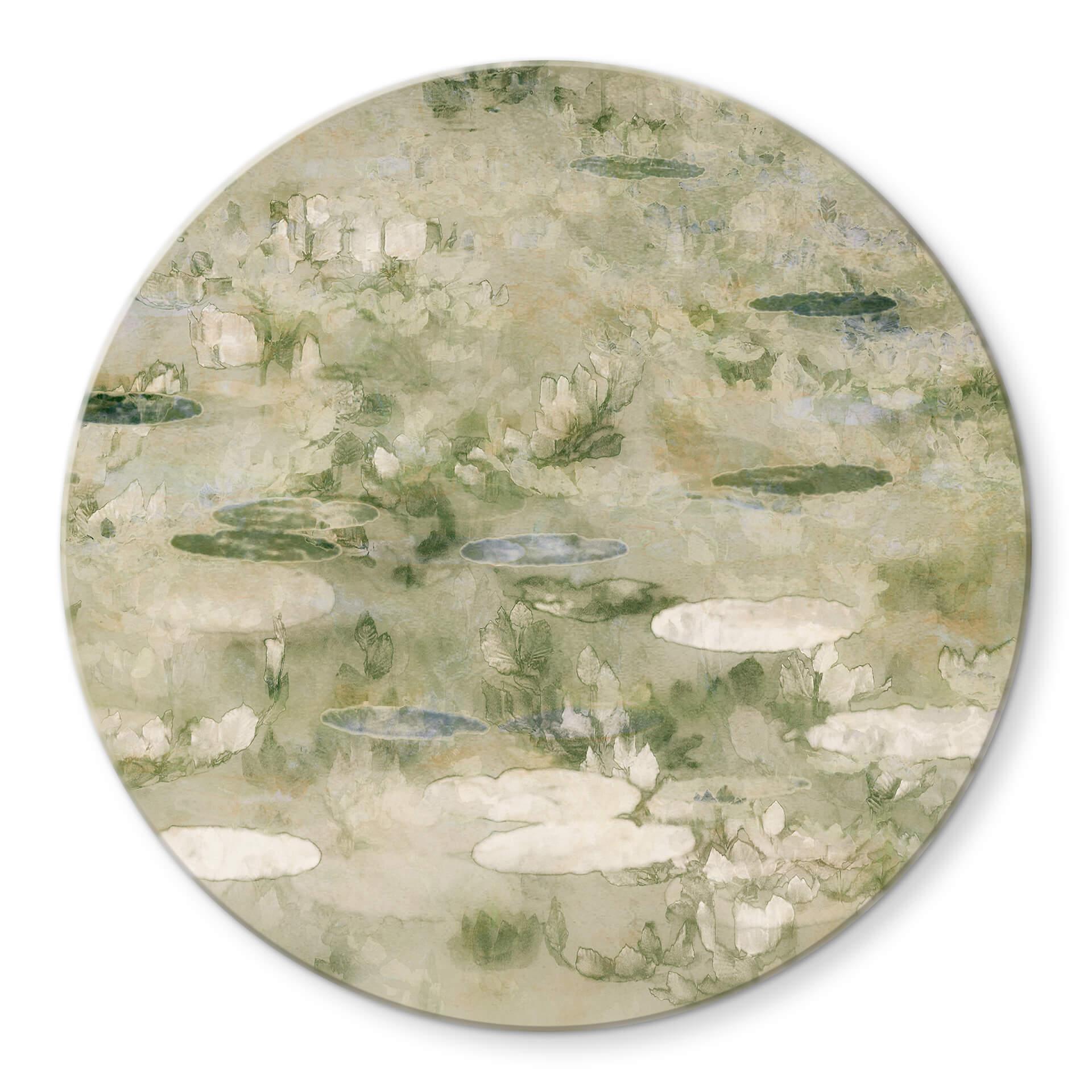Tableau sur verre Talen - L'étang des nénuphars - Rond