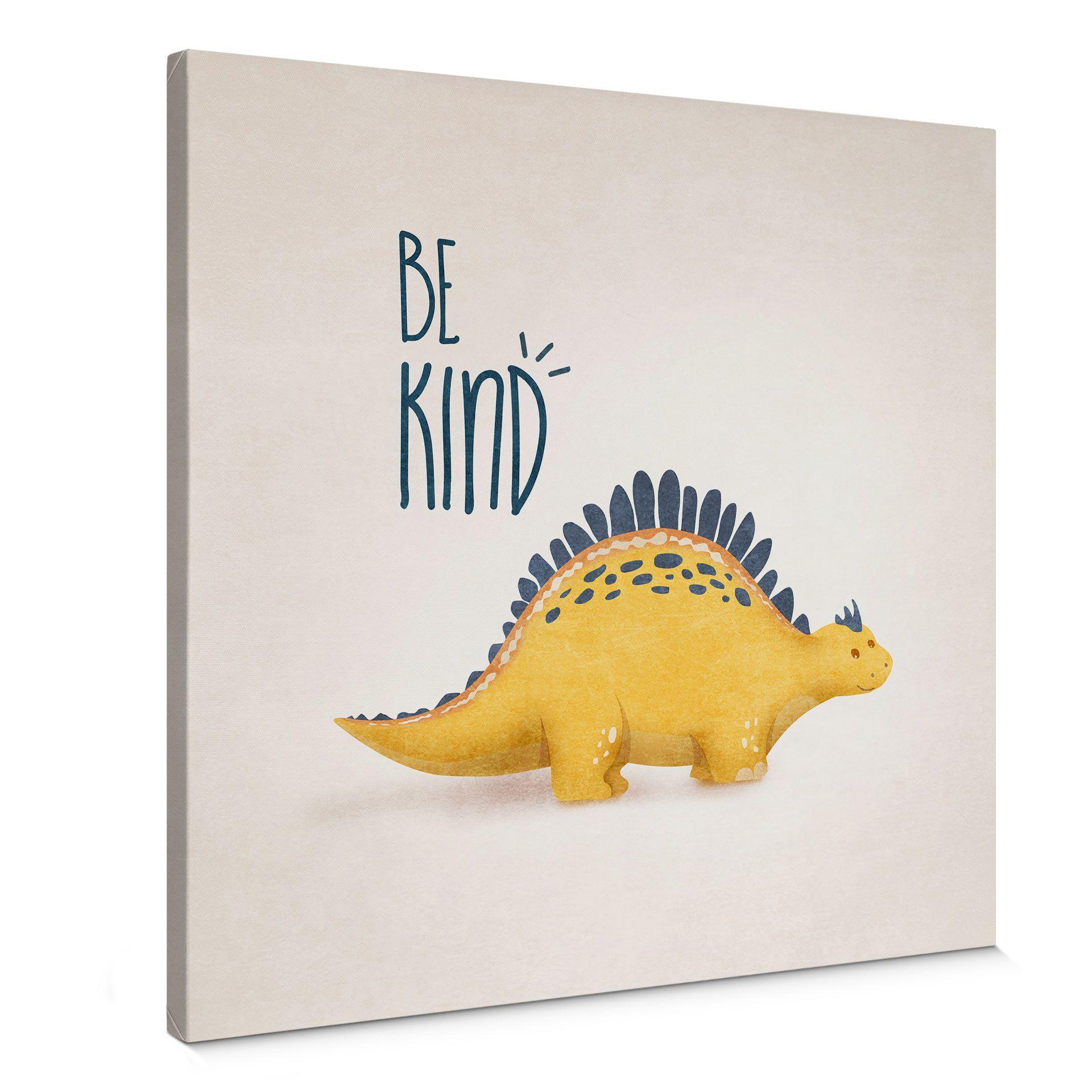 Cuadro Lienzo Dino Be Kind - Estegosaurio - Tunaboylu - Cuadrado