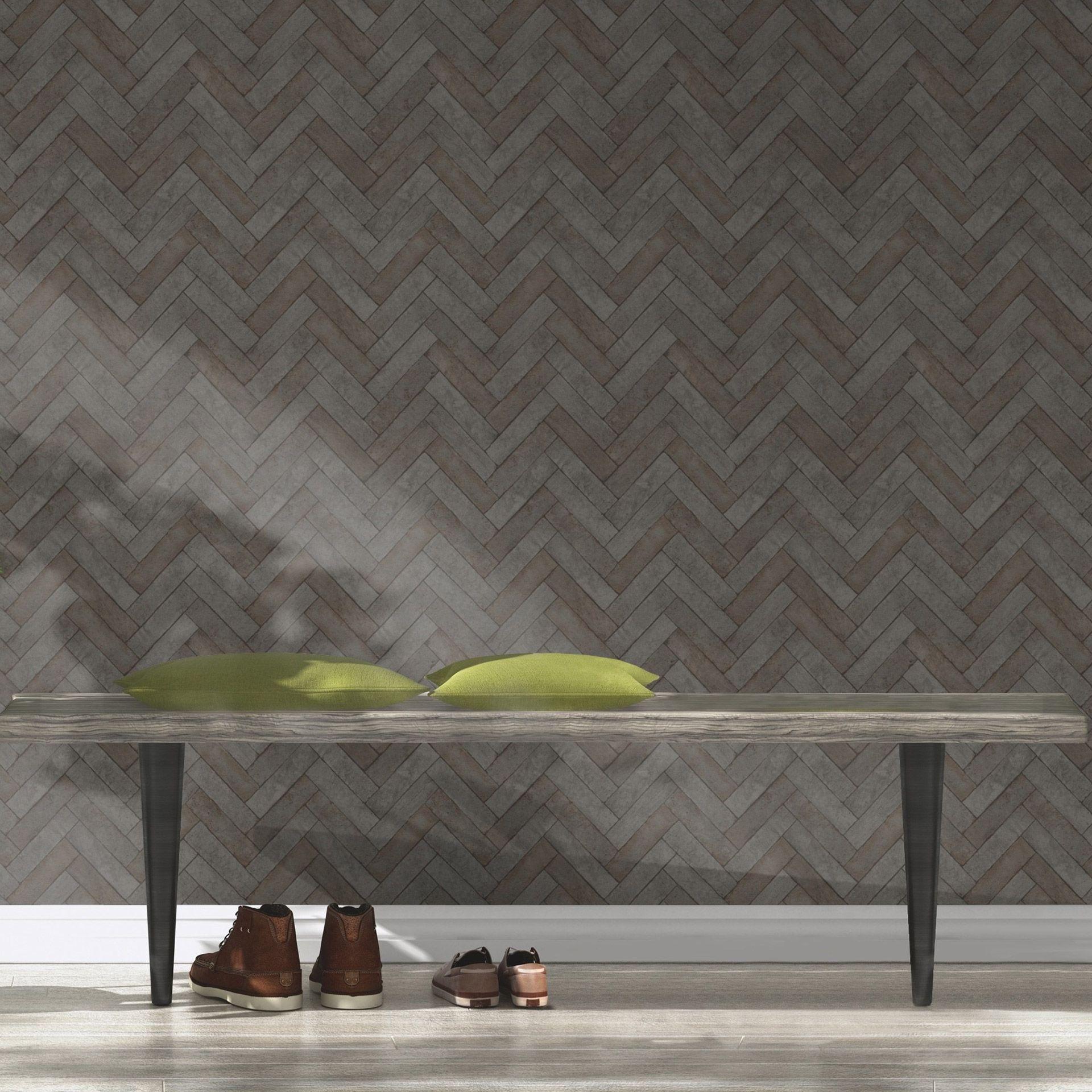 Murstenstapet, tapet med steneffekt Factory V sort