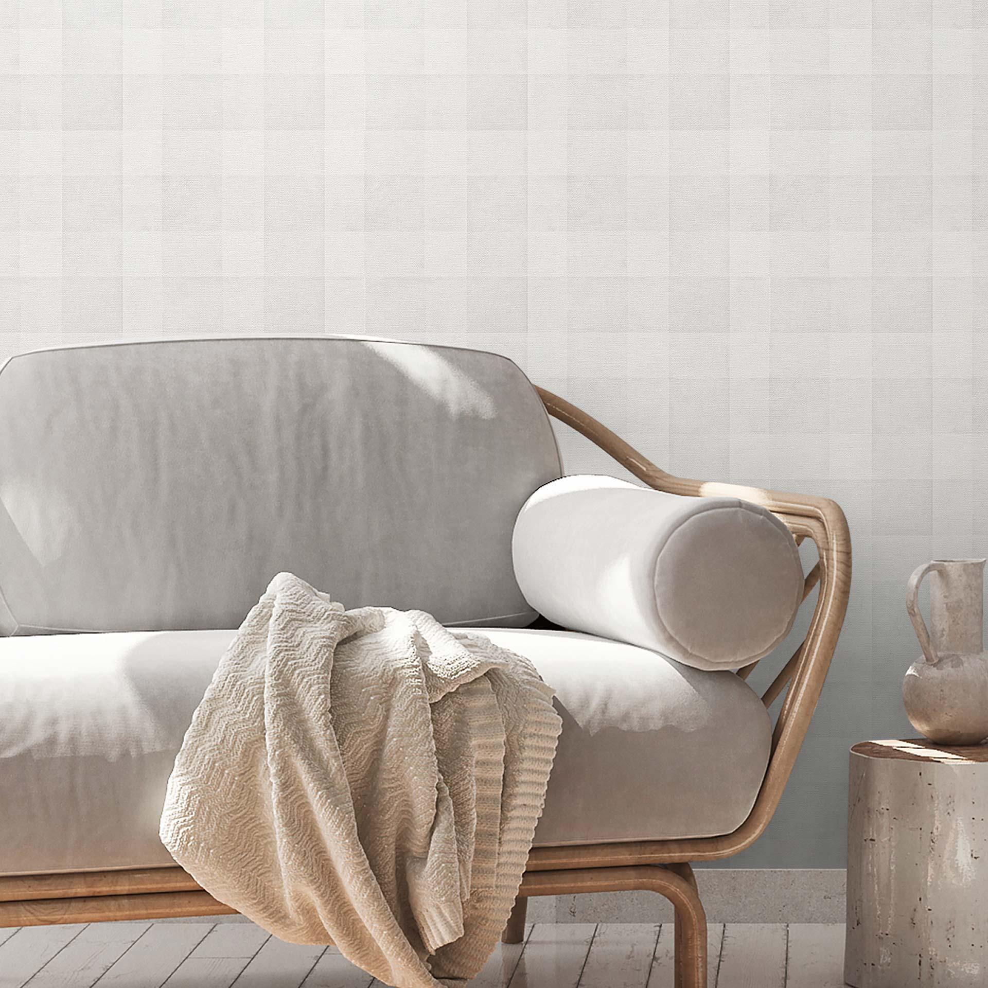 Bæredygtigt plaid tapet - landhus tapet non-woven plaid af A.S. Création Grey 386644