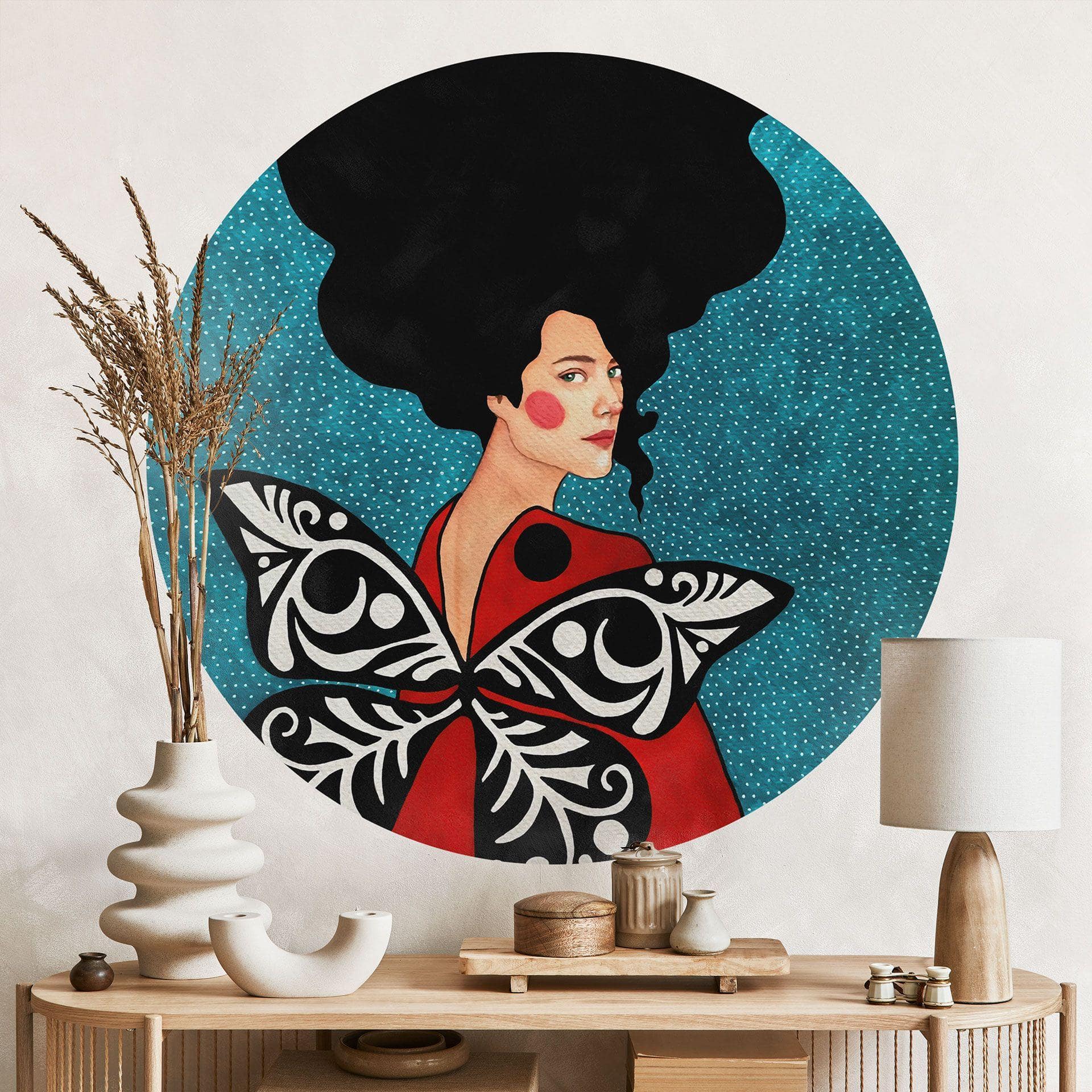 Vinilo decorativo Mujer con alas de mariposa - Hülya - Redondo