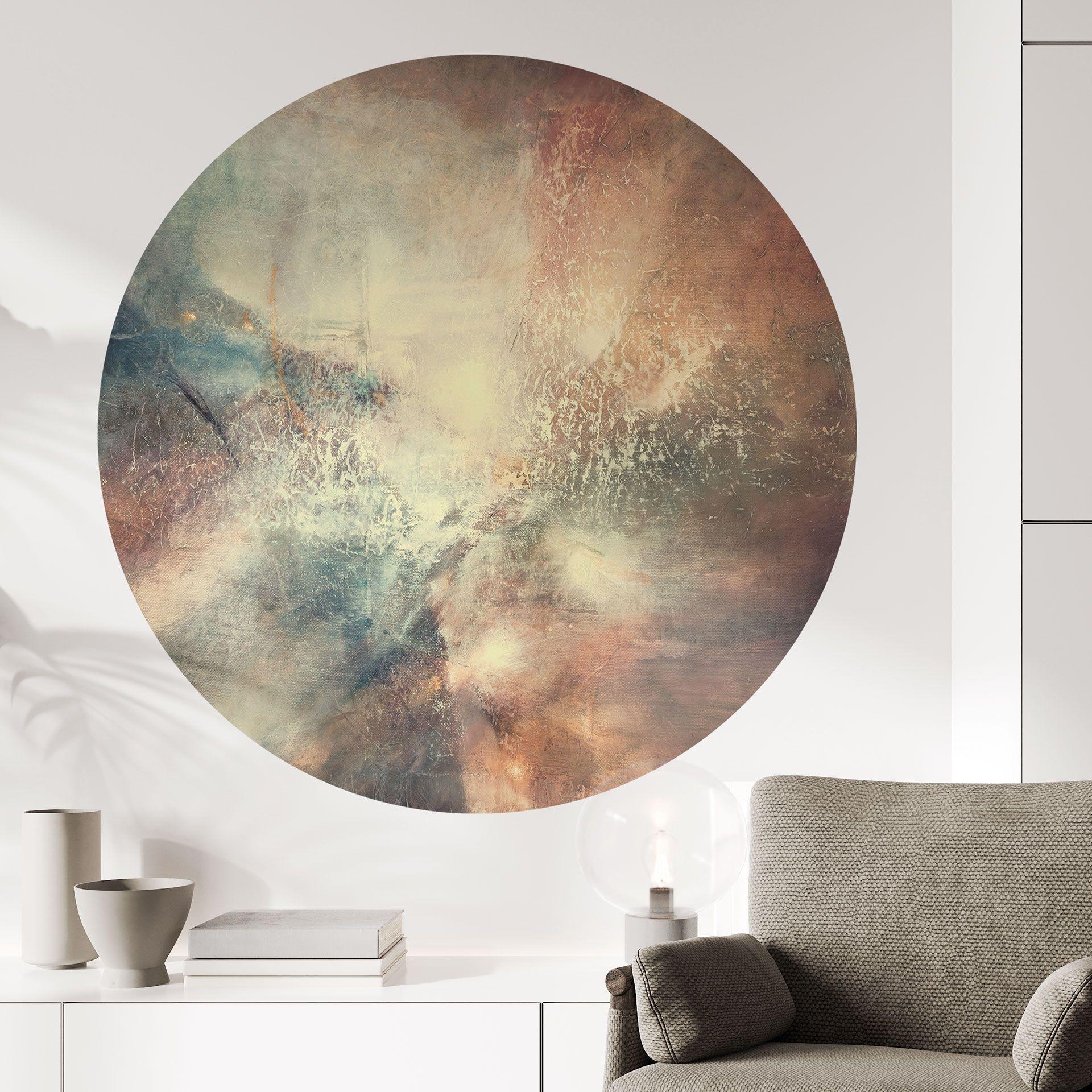 Wallsticker Abstrakt tåge i guldlys - Schmucker - Rund