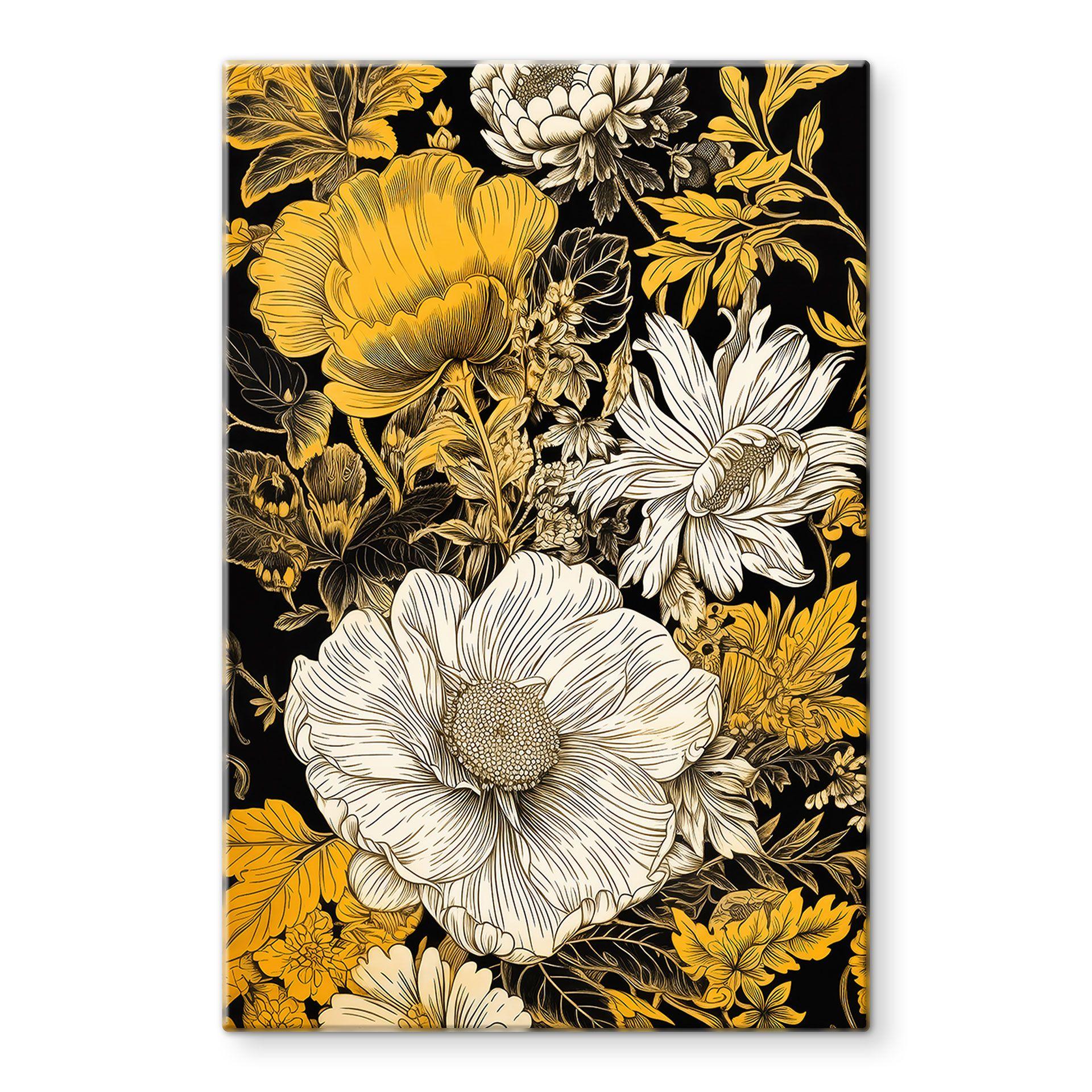 Glasbillede - Blomsterpragt i okker - Jaszke