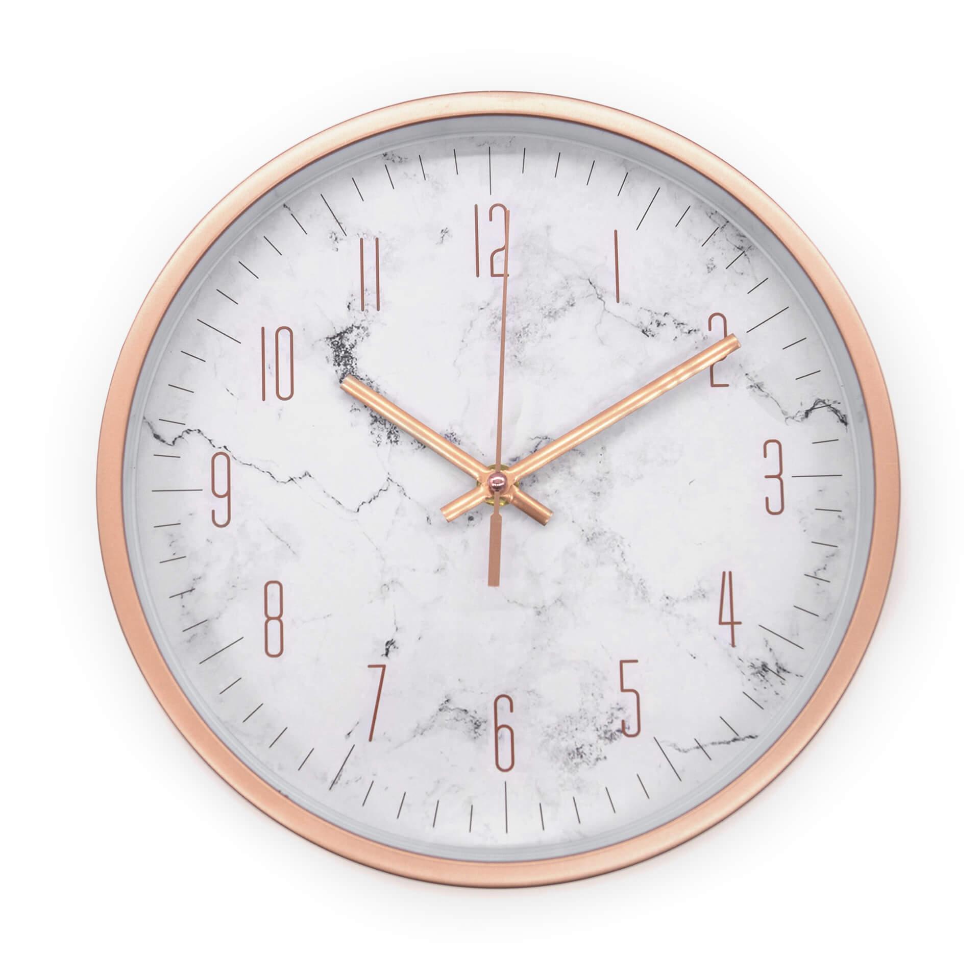 Wanduhr Kunststoff Rosé-Marmor-Optik Ø25 cm