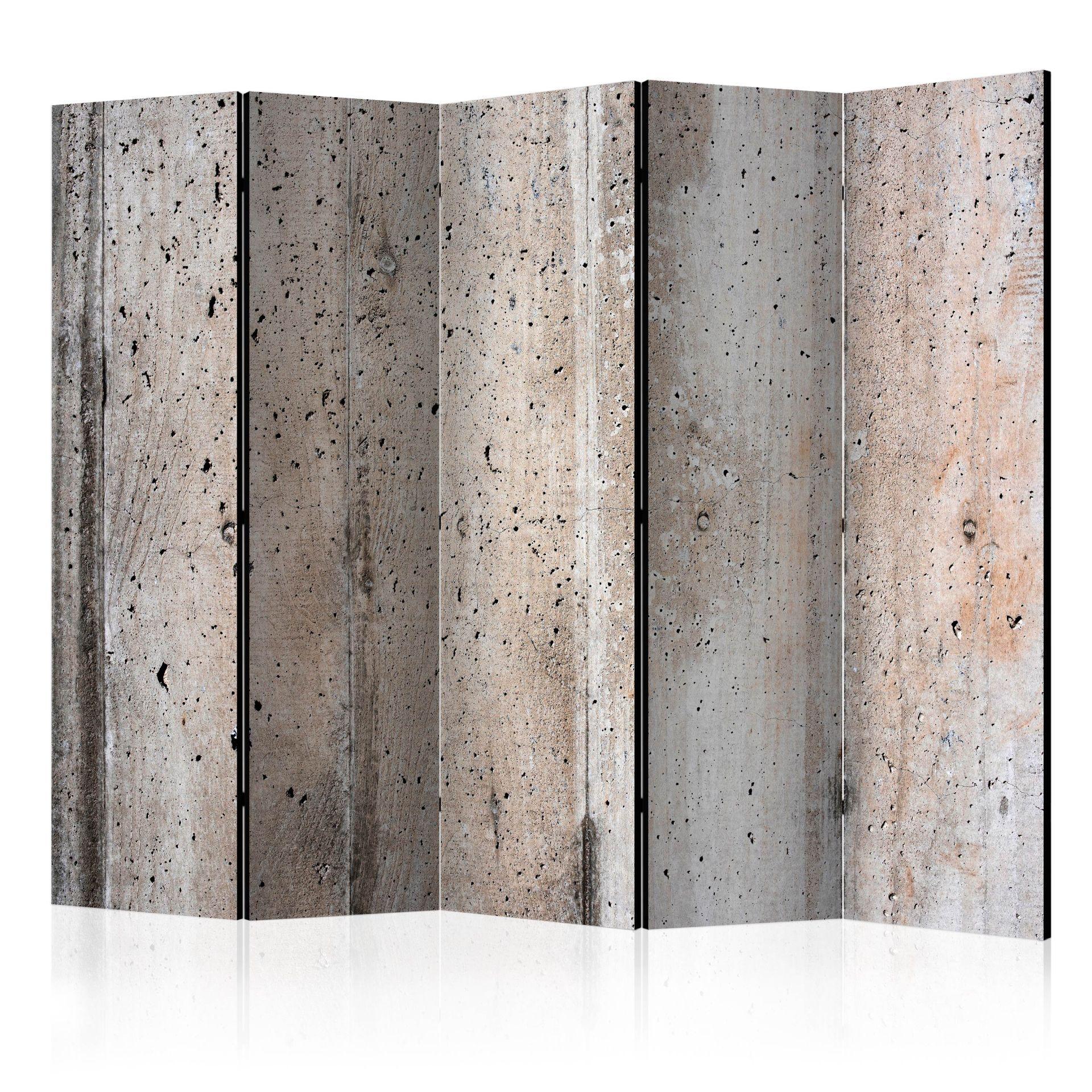 Skærm til rumdeling - Gammel beton, 5-delt - 225x172 cm