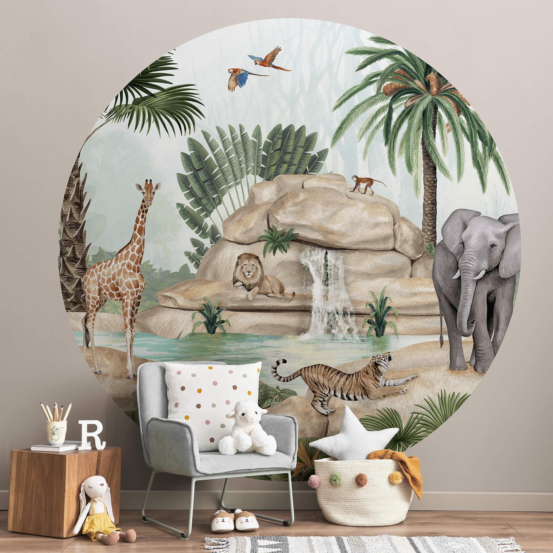 Fototapet - Rundt Kikki Belle - Jungle Paradise - vliesetapet/selvklæbende non-woven tapet
