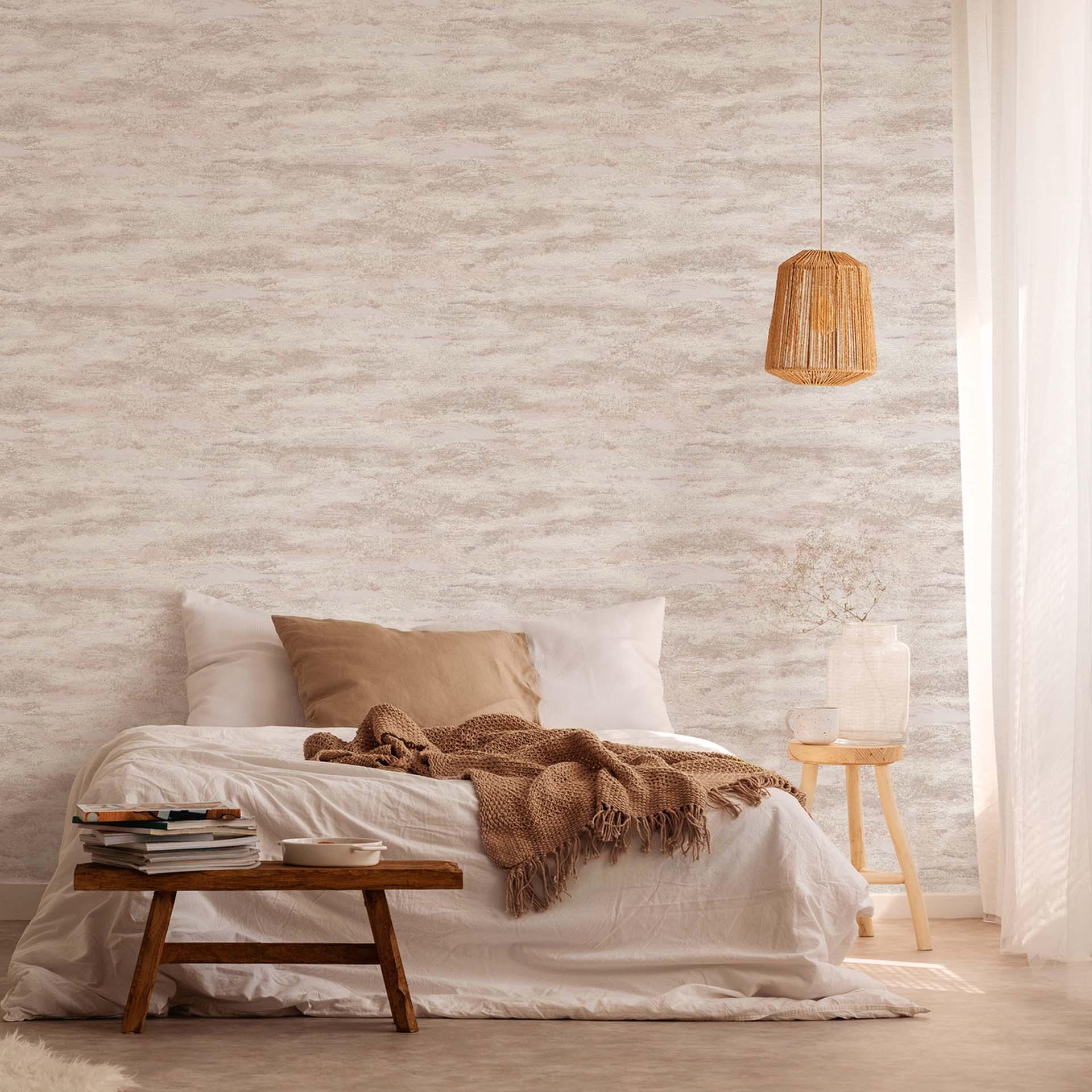 Papel pintado aspecto escayola blanco beige - Papel pintado no tejido A.S. Création