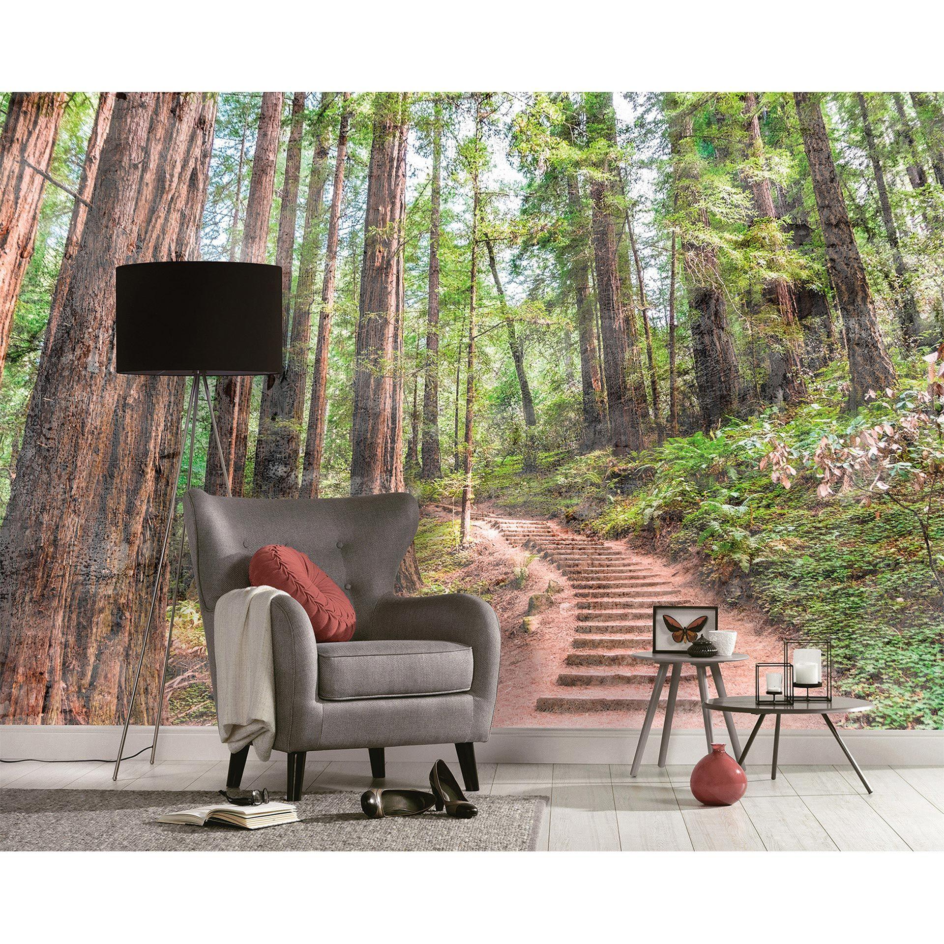 non-woven tapet Designwalls i brun og grøn non-woven tapet ForestWalk natur træ