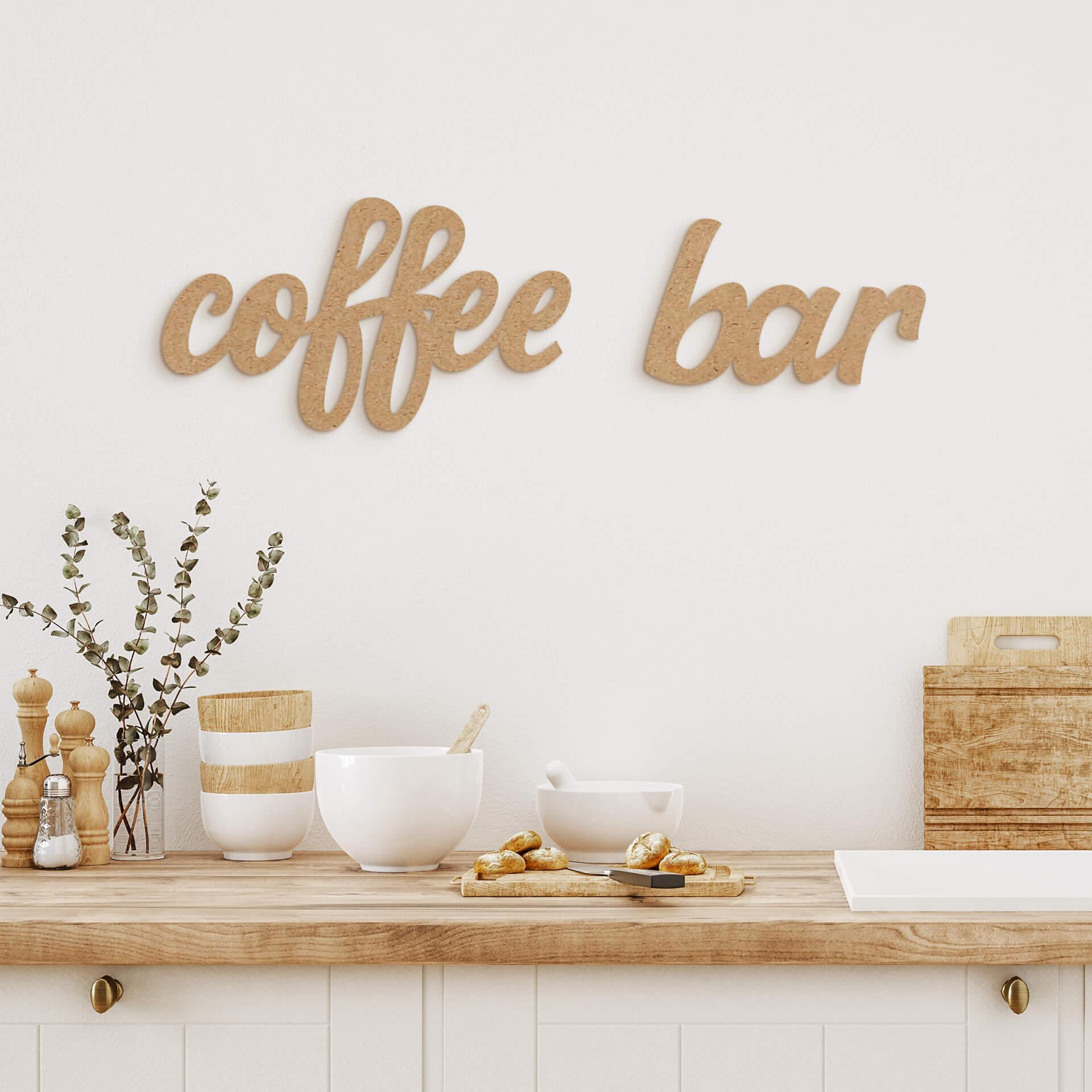 Decoración en madera - Letras 3D para la cocina - Barra de café - MDF naturaleza
