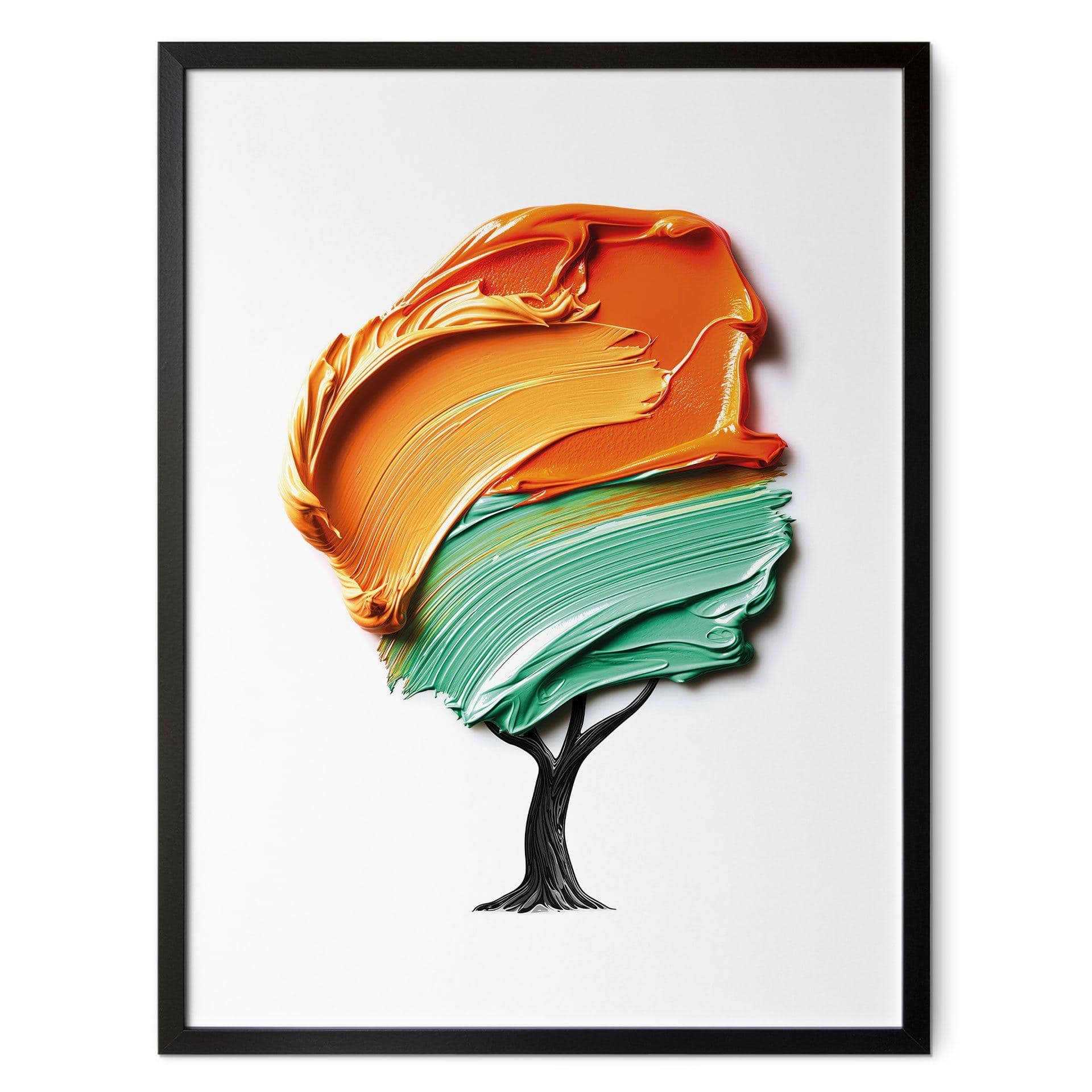 Poster träd med orange och grön 3D-krona - Mielu