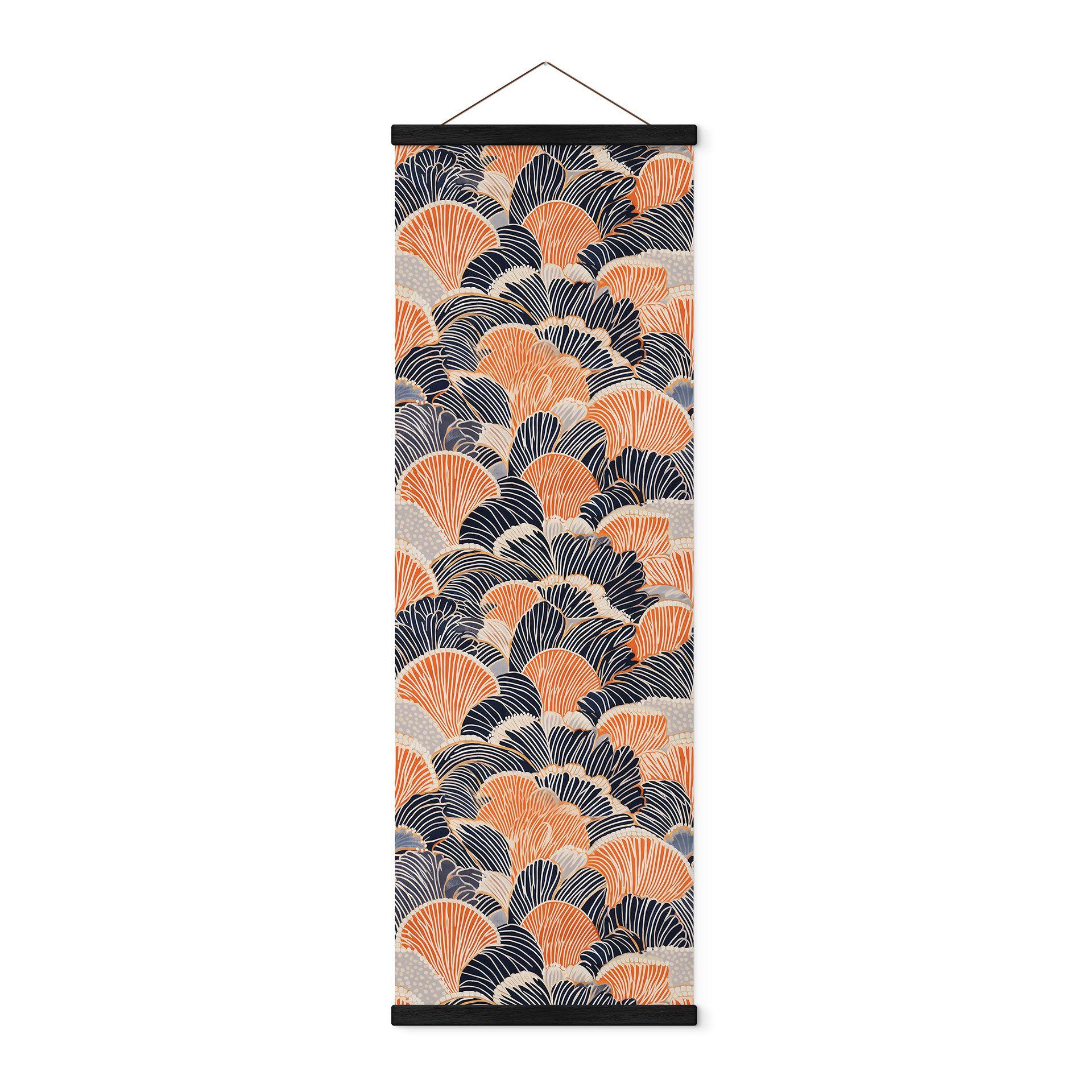 Póster de tela con estampado de conchas en naranja-azul - Treechild - Panorama