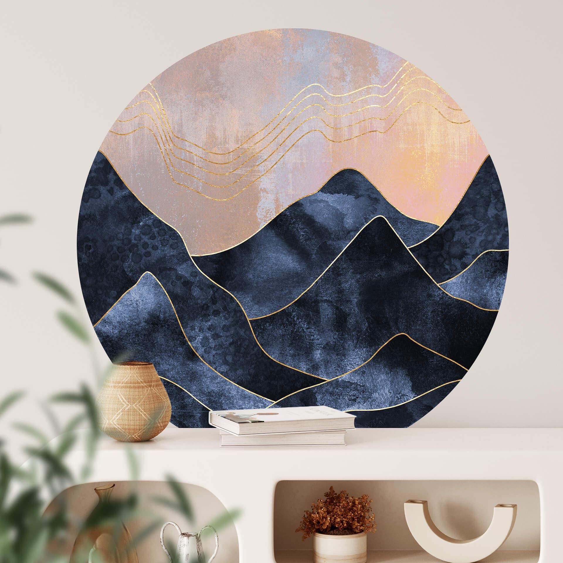 Fredriksson Wallsticker - Marmoreret bjergkæde - Rund