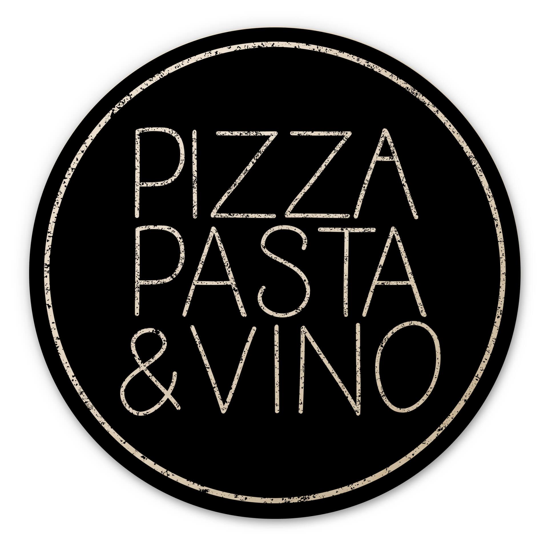 Billede af træ Pizza Pasta & Vino sort - Rund