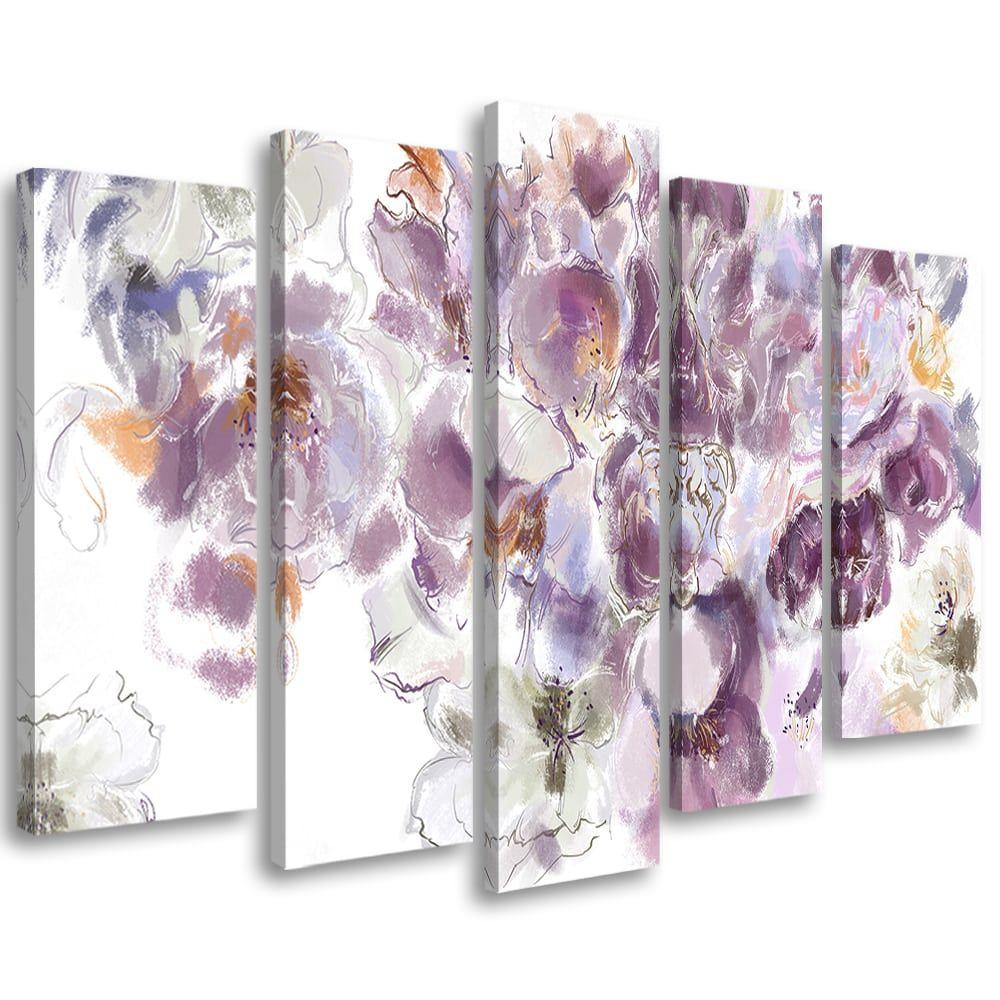 5 stykke lærredstryk, Irisblomst