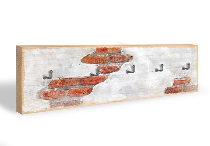 Schlüsselbrett Backsteinmauer + 5 Haken