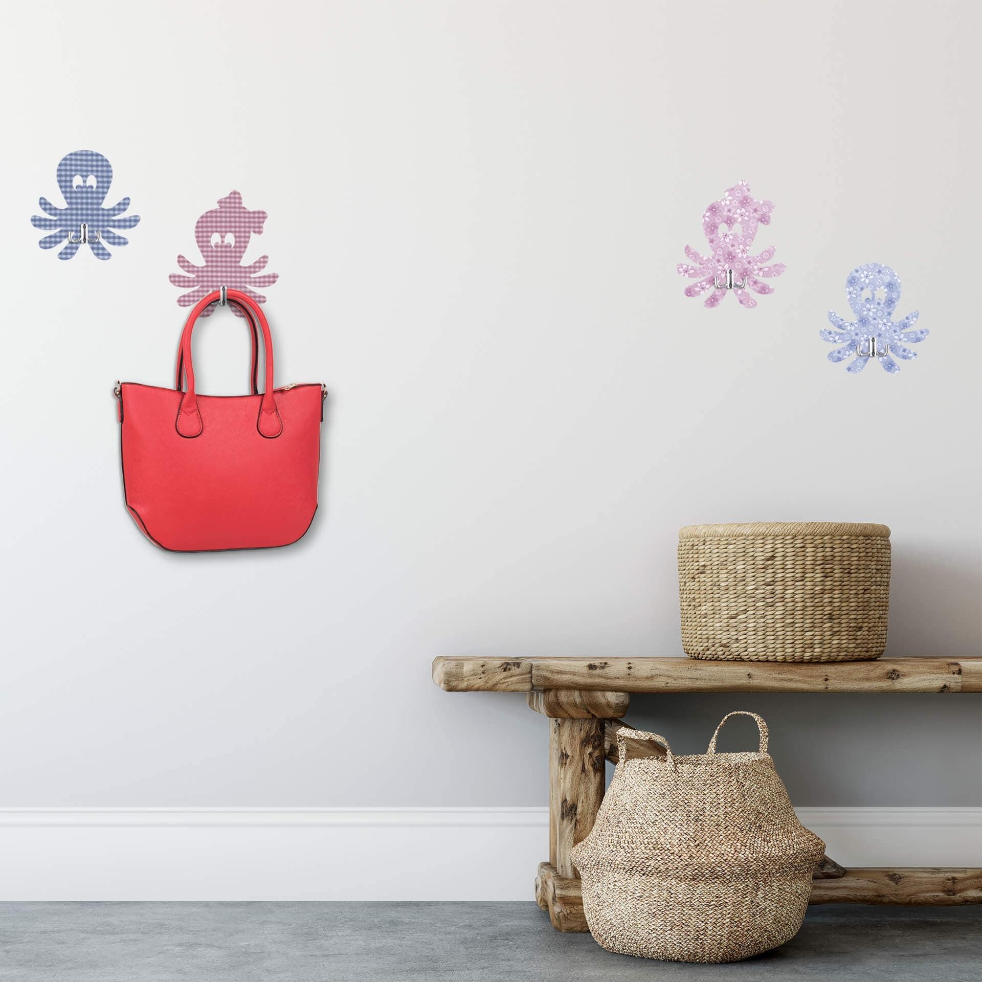 Sticker mural - Poulpe set + 4 crochets