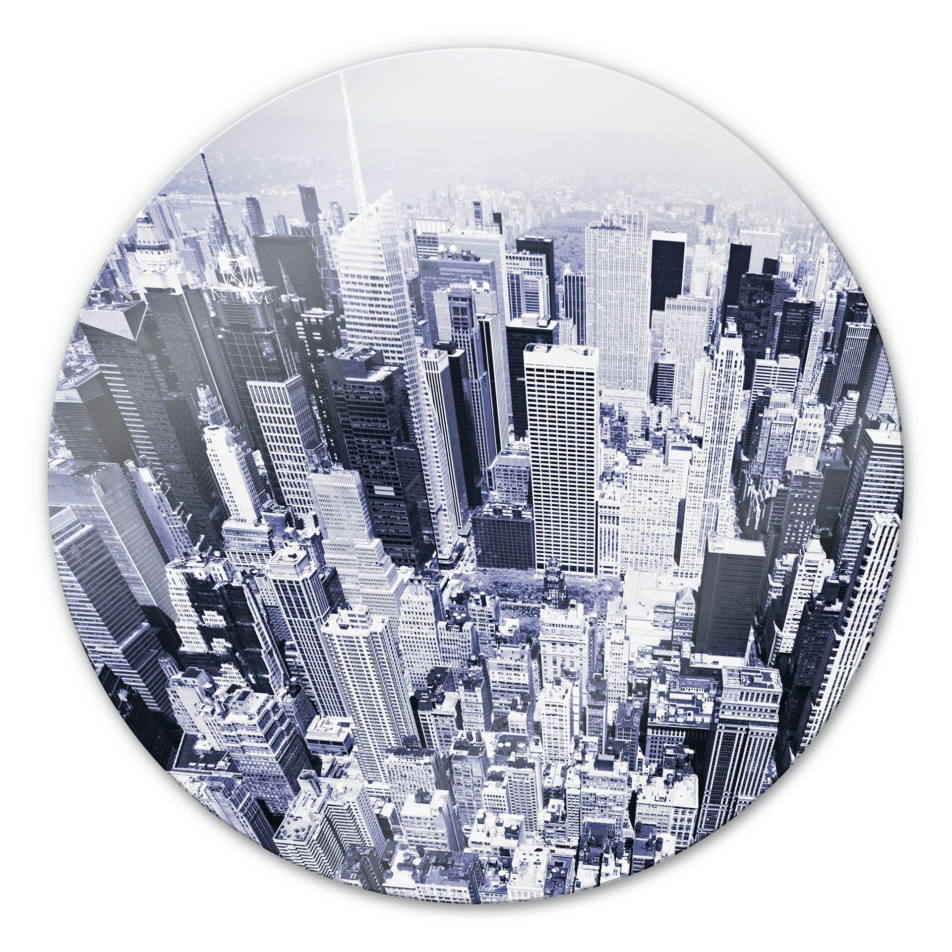 Tableau en verre - Manhattan vue aérienne - rond