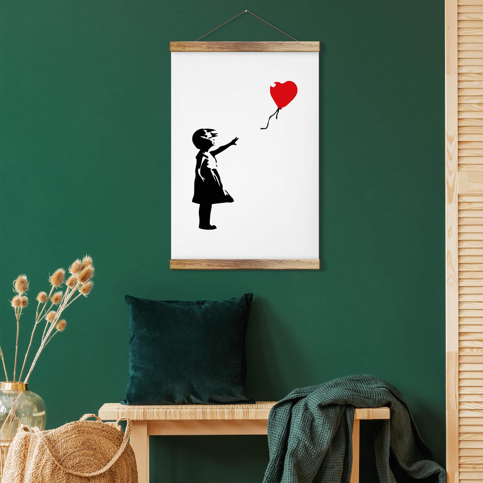 Textielposter Banksy - Girl with the Red Balloon - 30x45 cm | wall