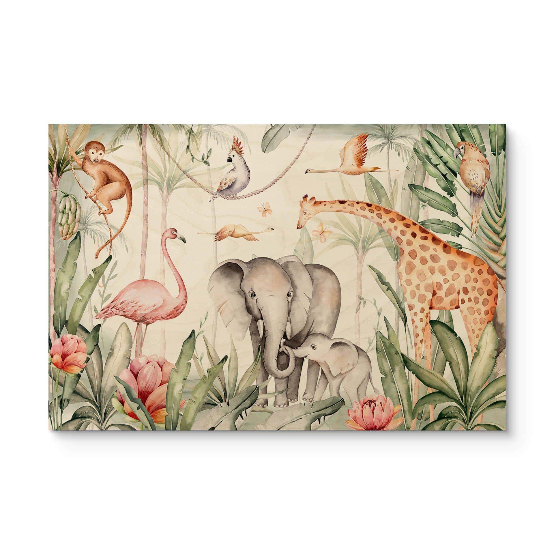 Cuadro de madera Animales africanos en la selva - Kvilis