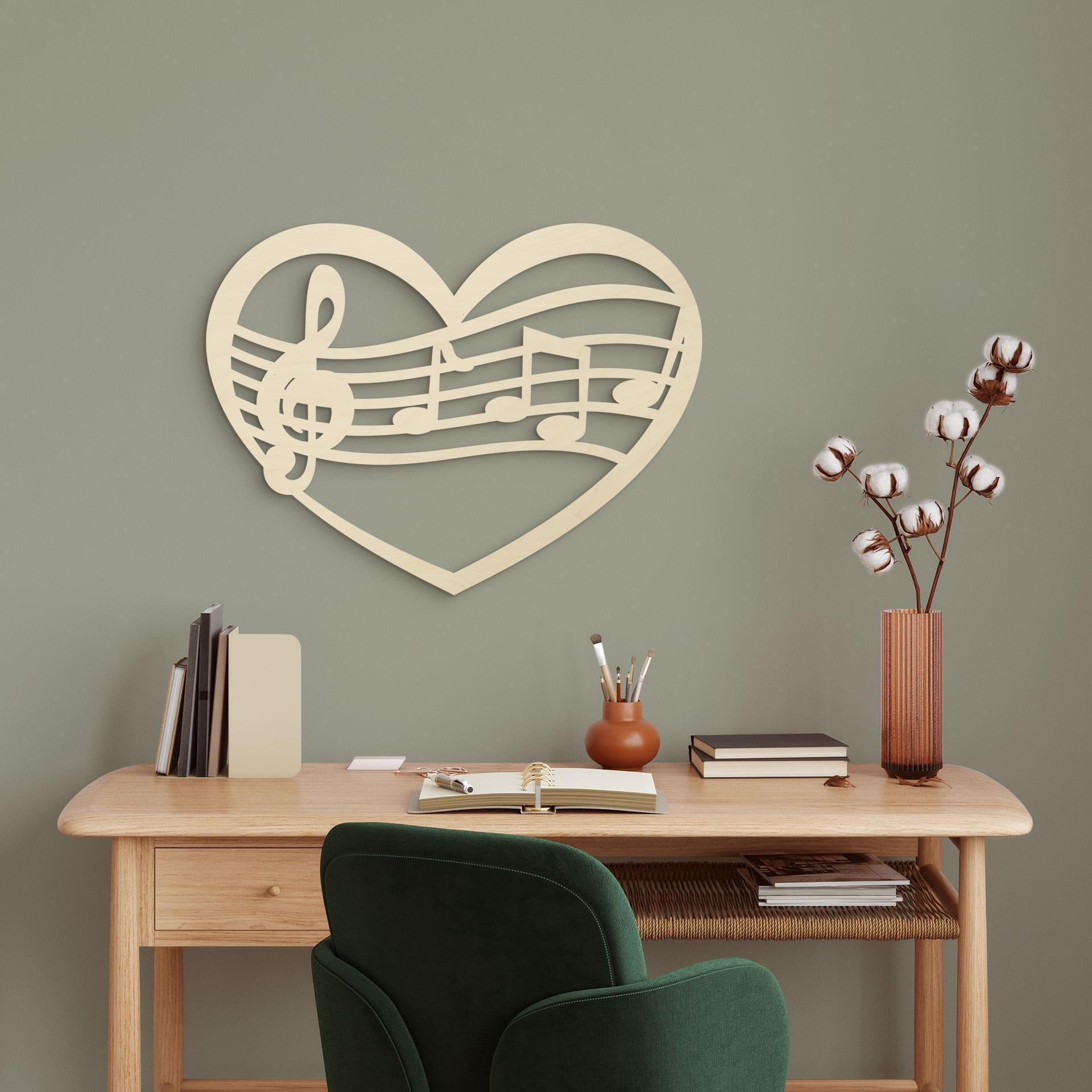 Arte en madera de álamo - Música corazón