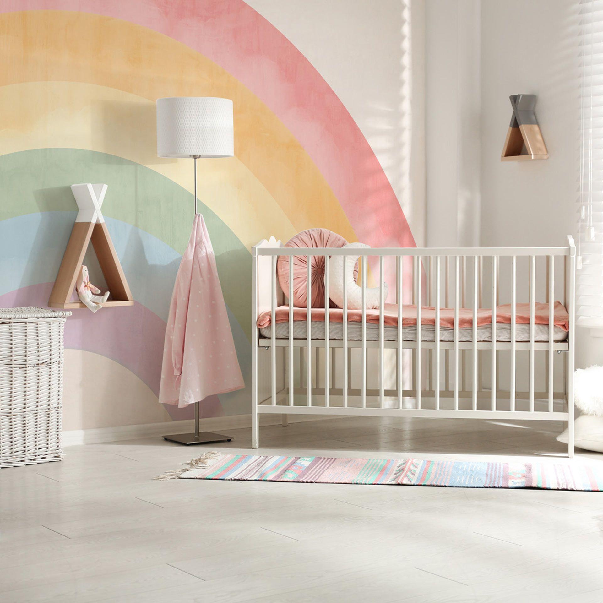 Papier peint photo arc-en-ciel rose multicolore 3,75 x 2,50 m - papier peint enfants intissé