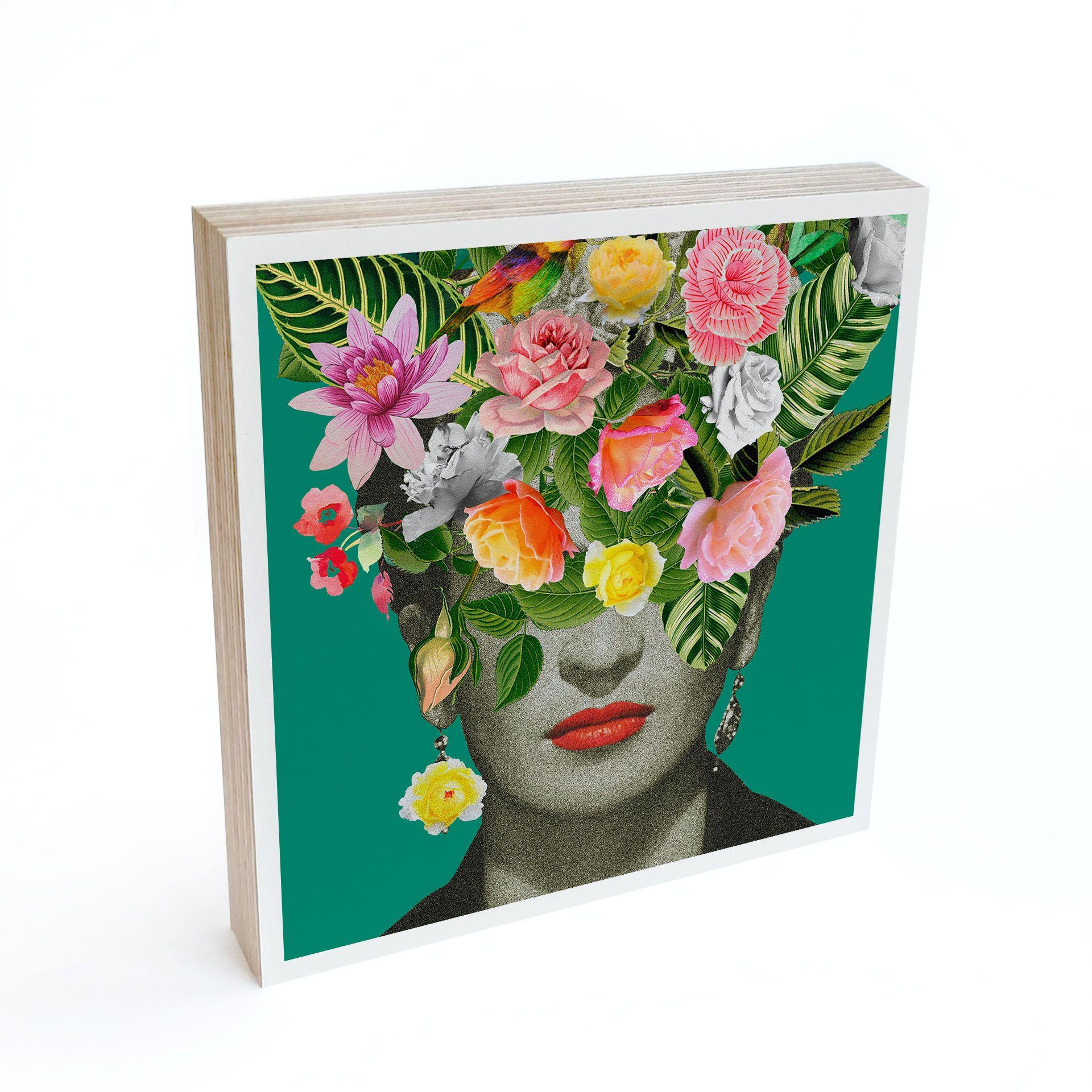 Billede af træ til at hænge op - Frida Floral - Frida Floral Studio - 15x15 cm