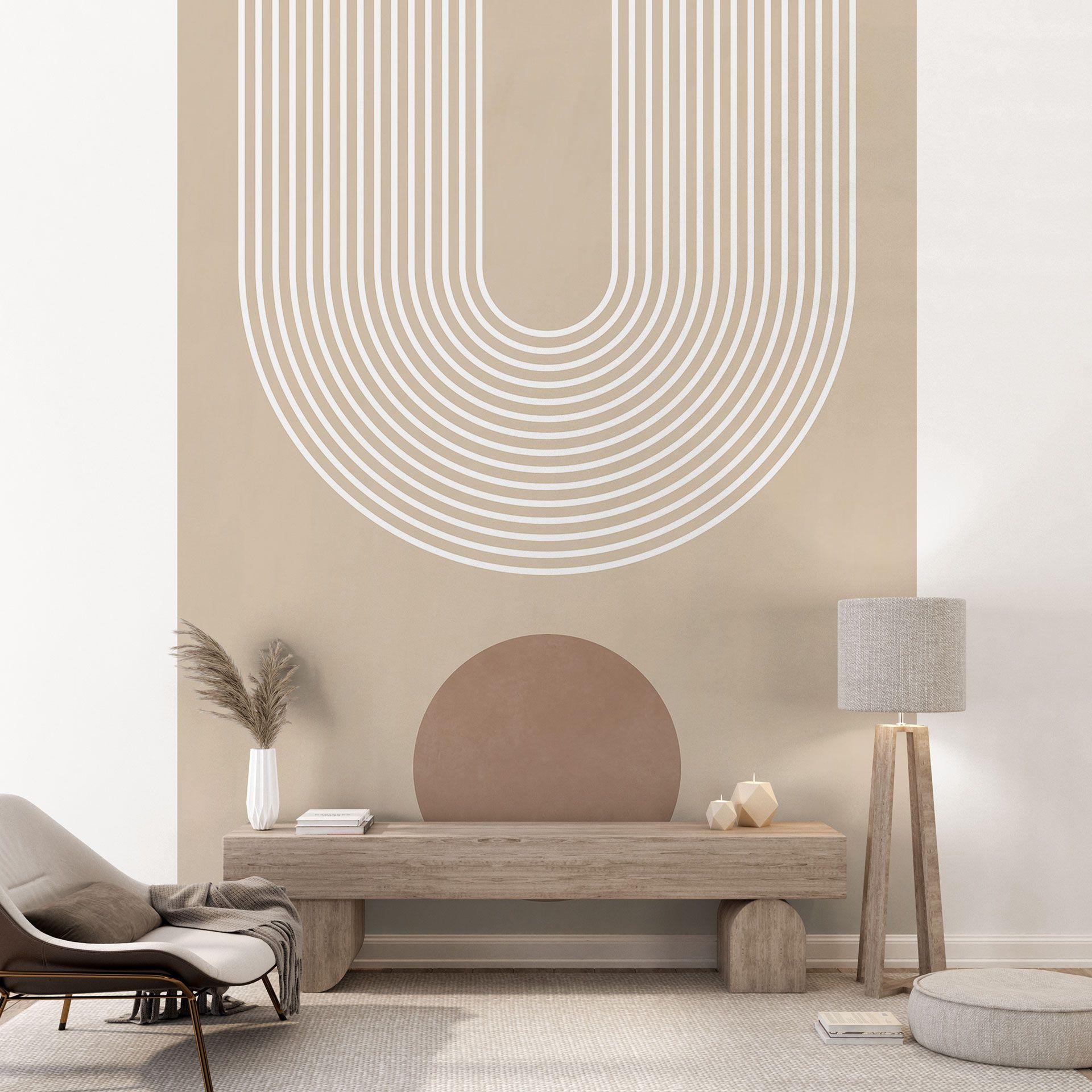 Abstrakt geometri i balance Fototapet - Beige - Ristova