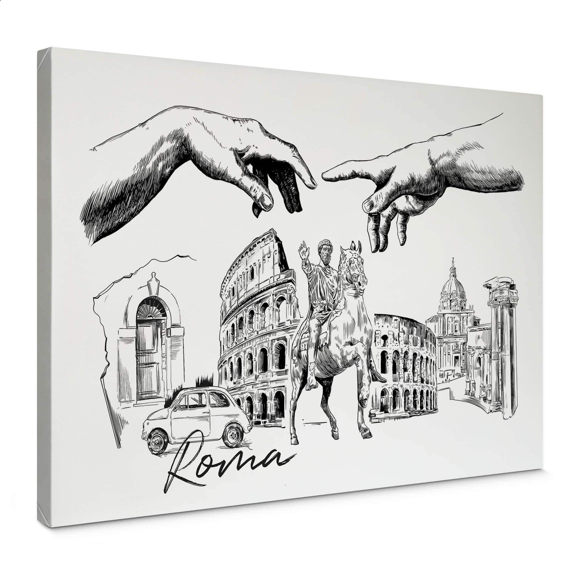 Lienzo Roma - Blanco y negro - Love your City