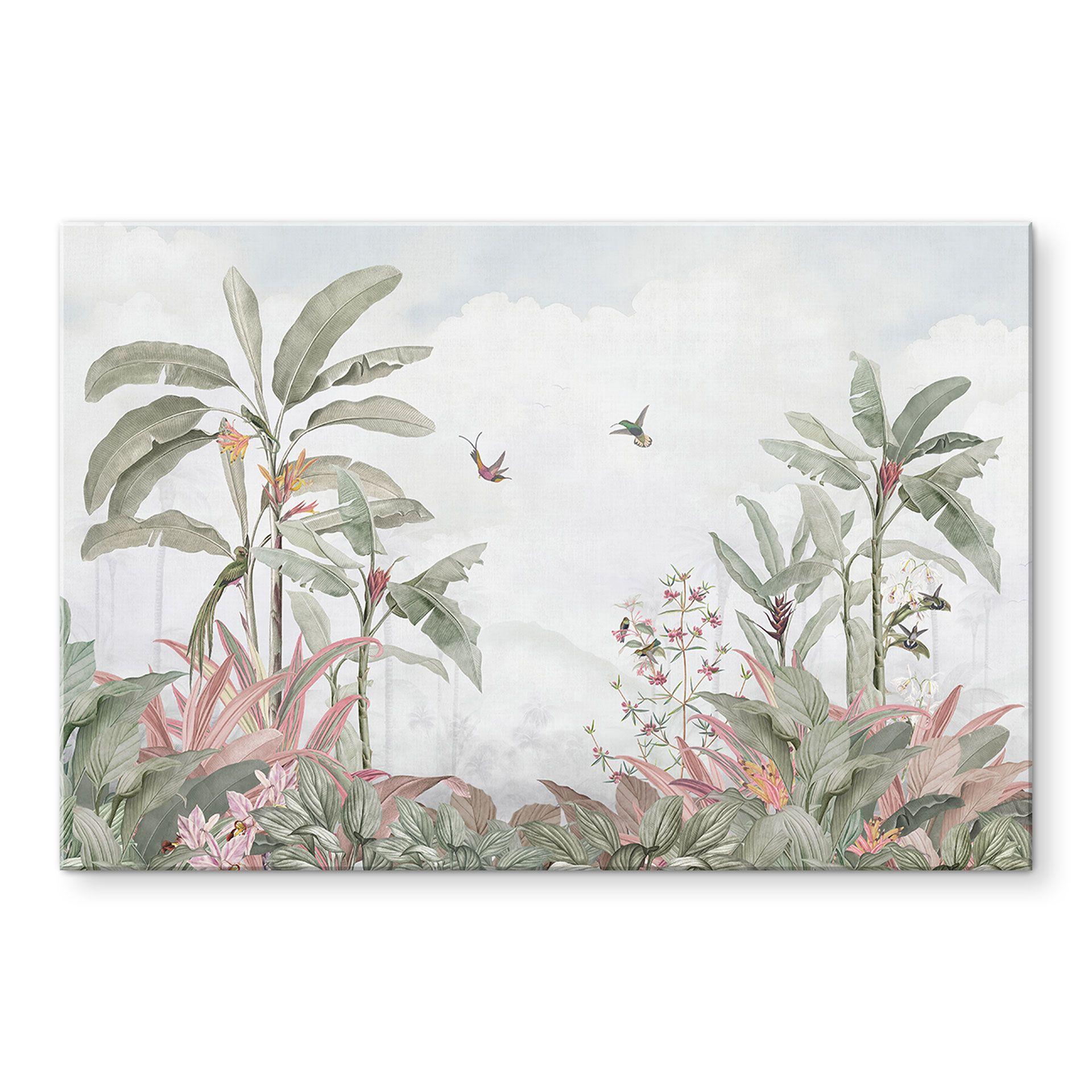 Glasbillede - Tropisk idyl med kolibri blå - Bloomery Decor