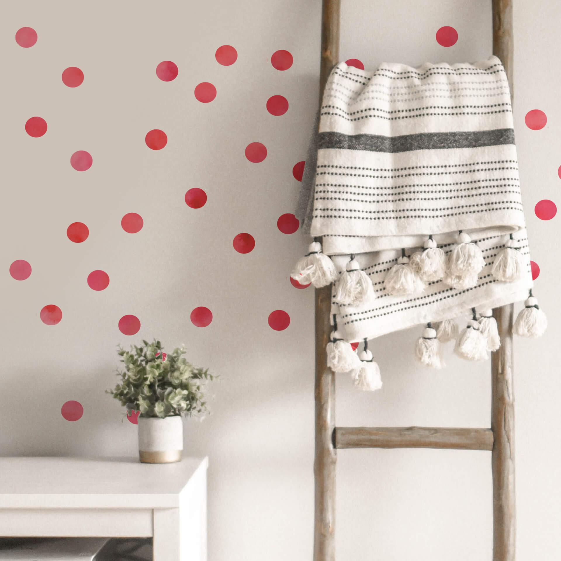 Muursticker set stippen - Rood (50 stickers)