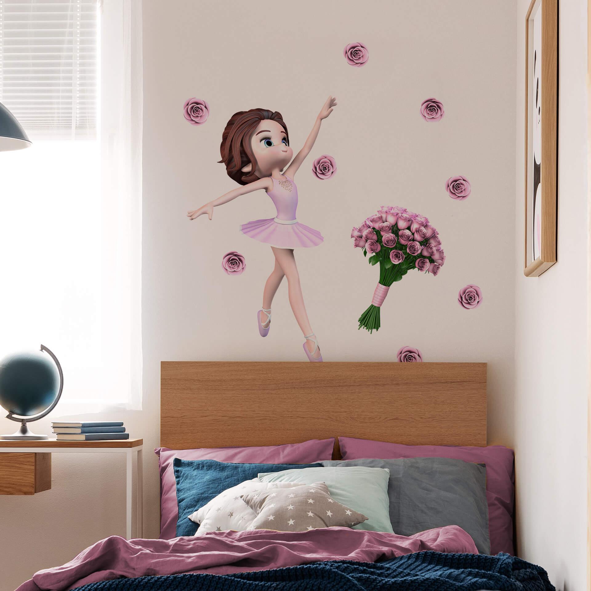 Wallsticker - Agullo - Ballerina + Blomsterbuket