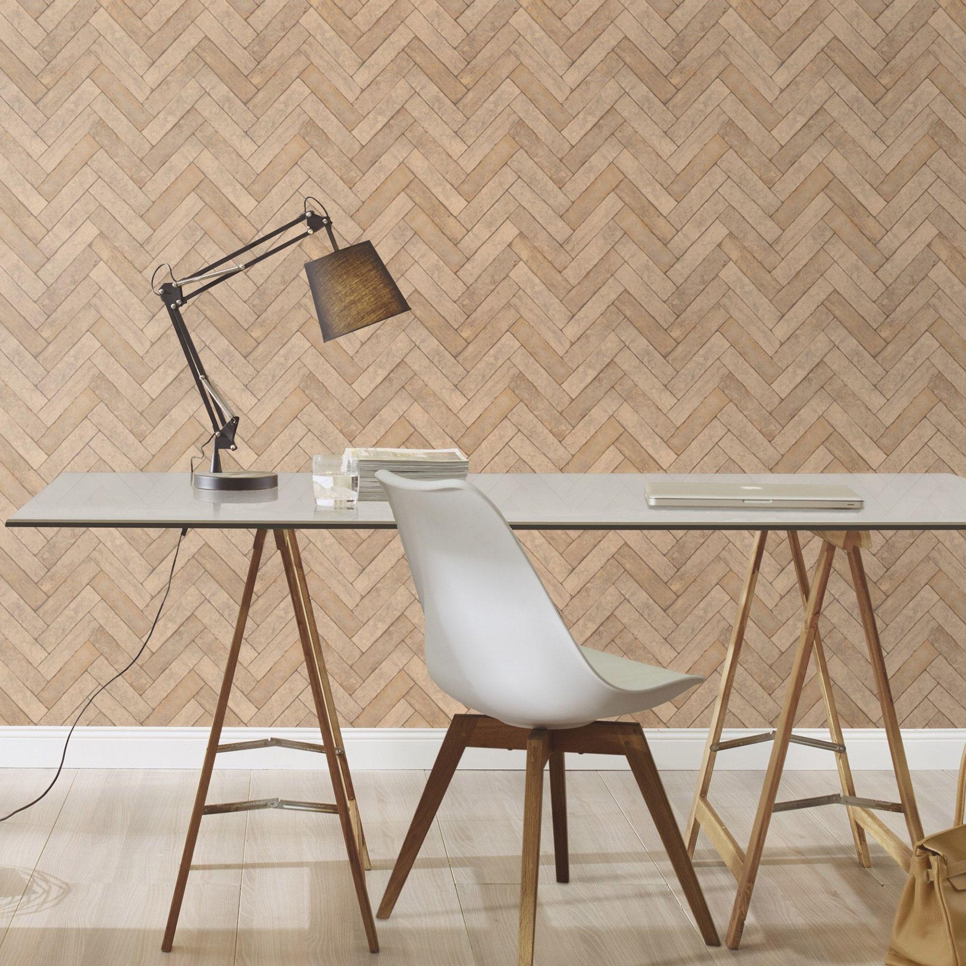 murstenstapet, tapet med steneffekt Factory V brun