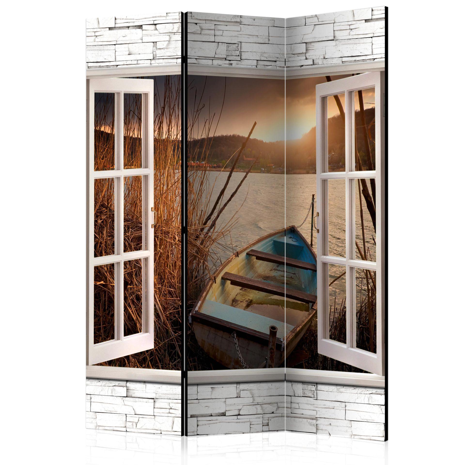 Screen room divider - Efterårssø, 3-delt