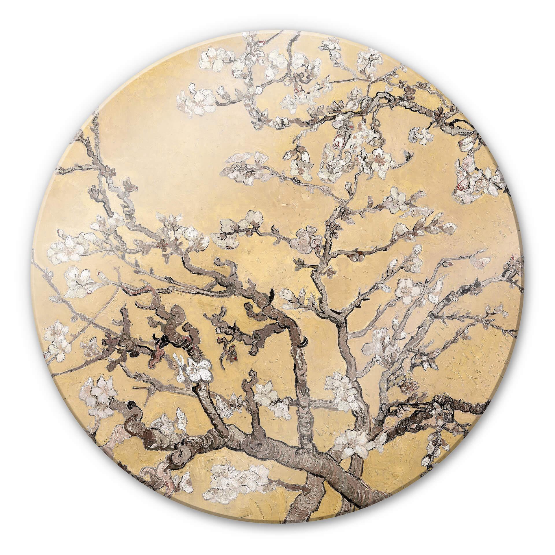 Glasschilderij  van Gogh - Amandelbloesem crème