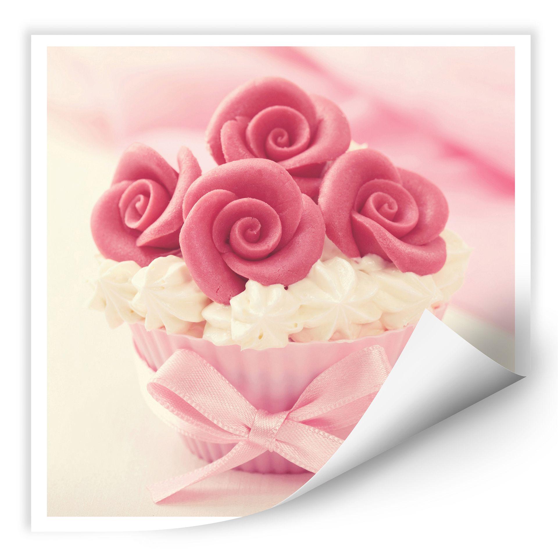 Zelfklevende Poster - Roses on Cupcake