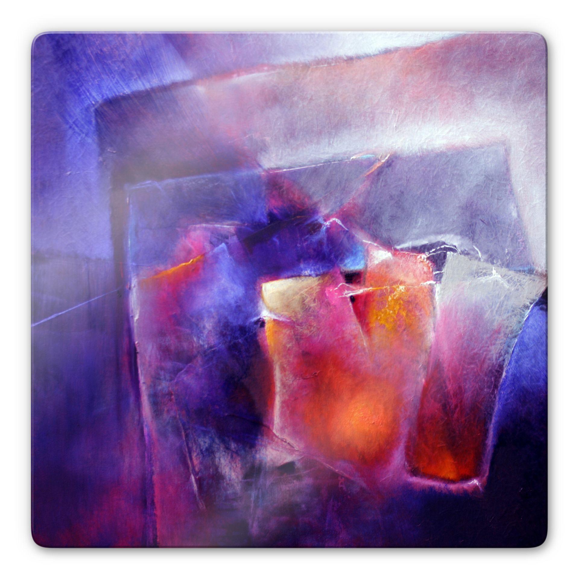 Glasschilderij Schmucker - Blauw en Oranje