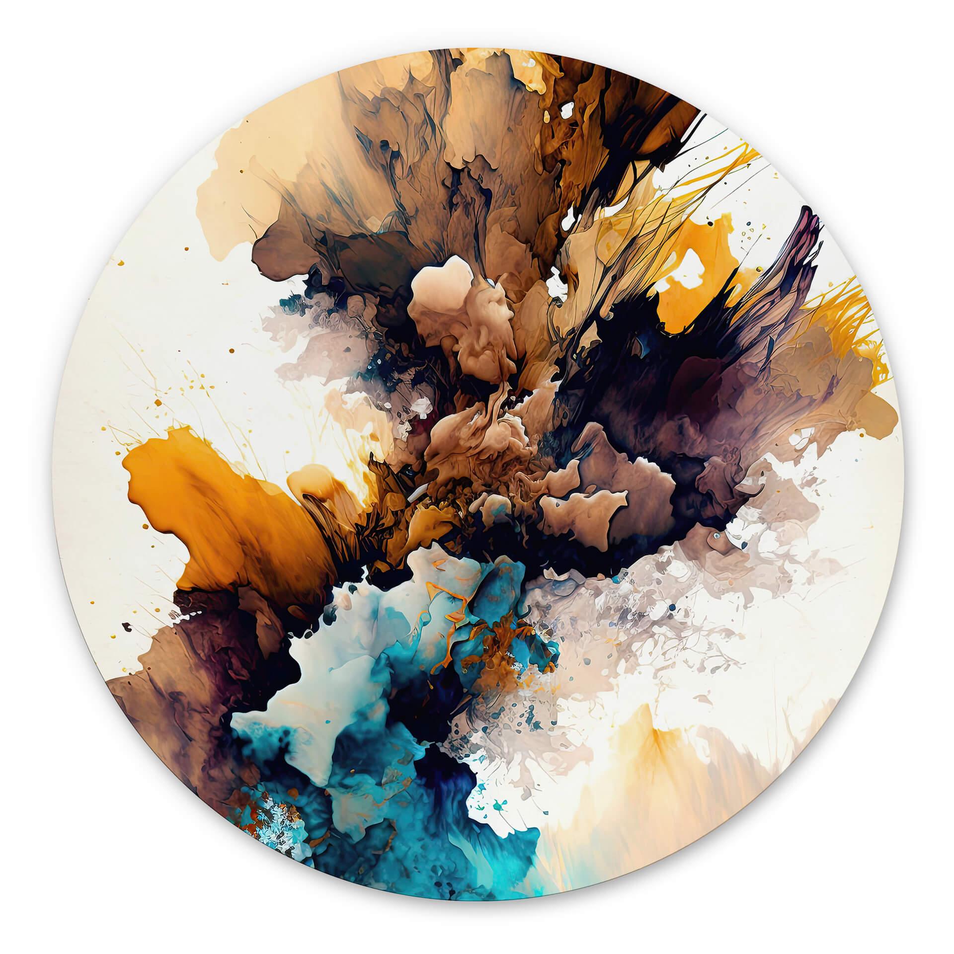 Tableau sur alu-Dibond rond Mauro - Une explosion de couleurs en automne