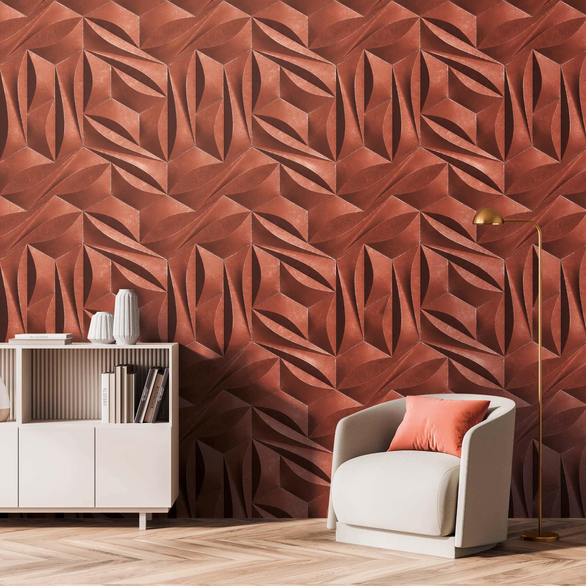 3D fotomural rojo diseño geométrico no tejido papel pintado para sala de estar, dormitorio