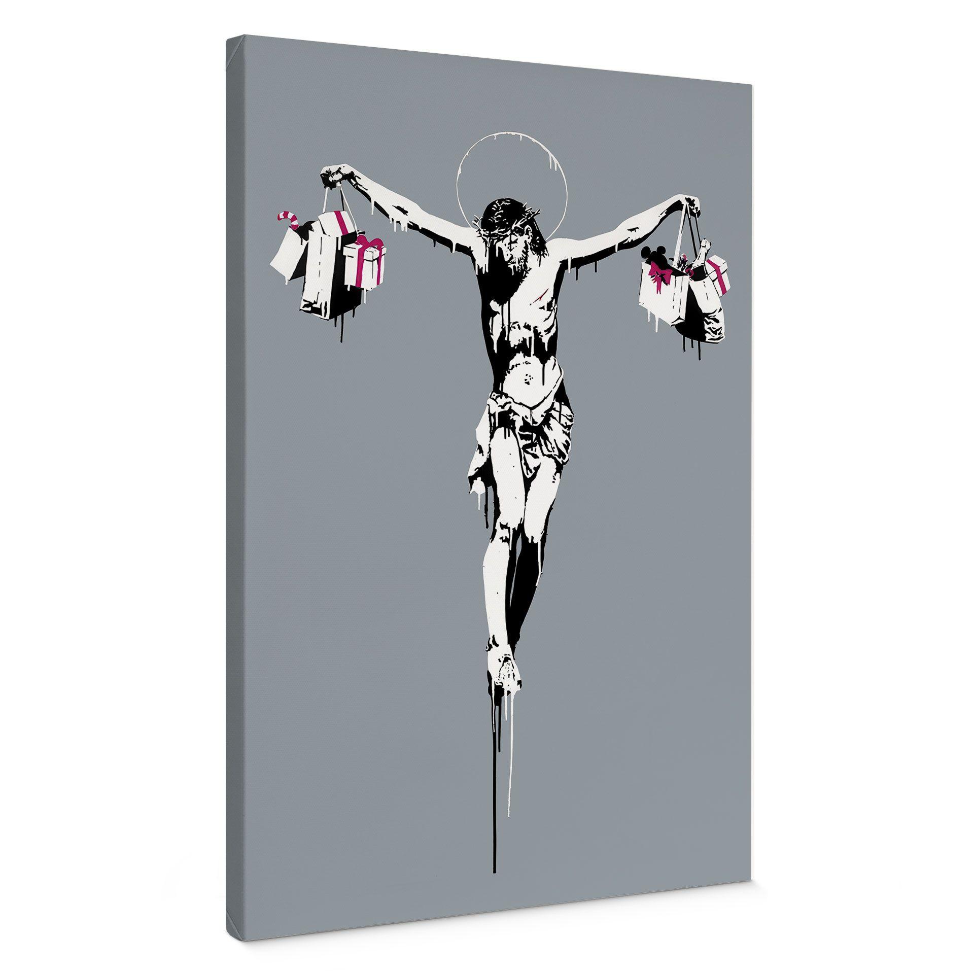 Lienzo Banksy - Jesucristo con bolsas de la compra