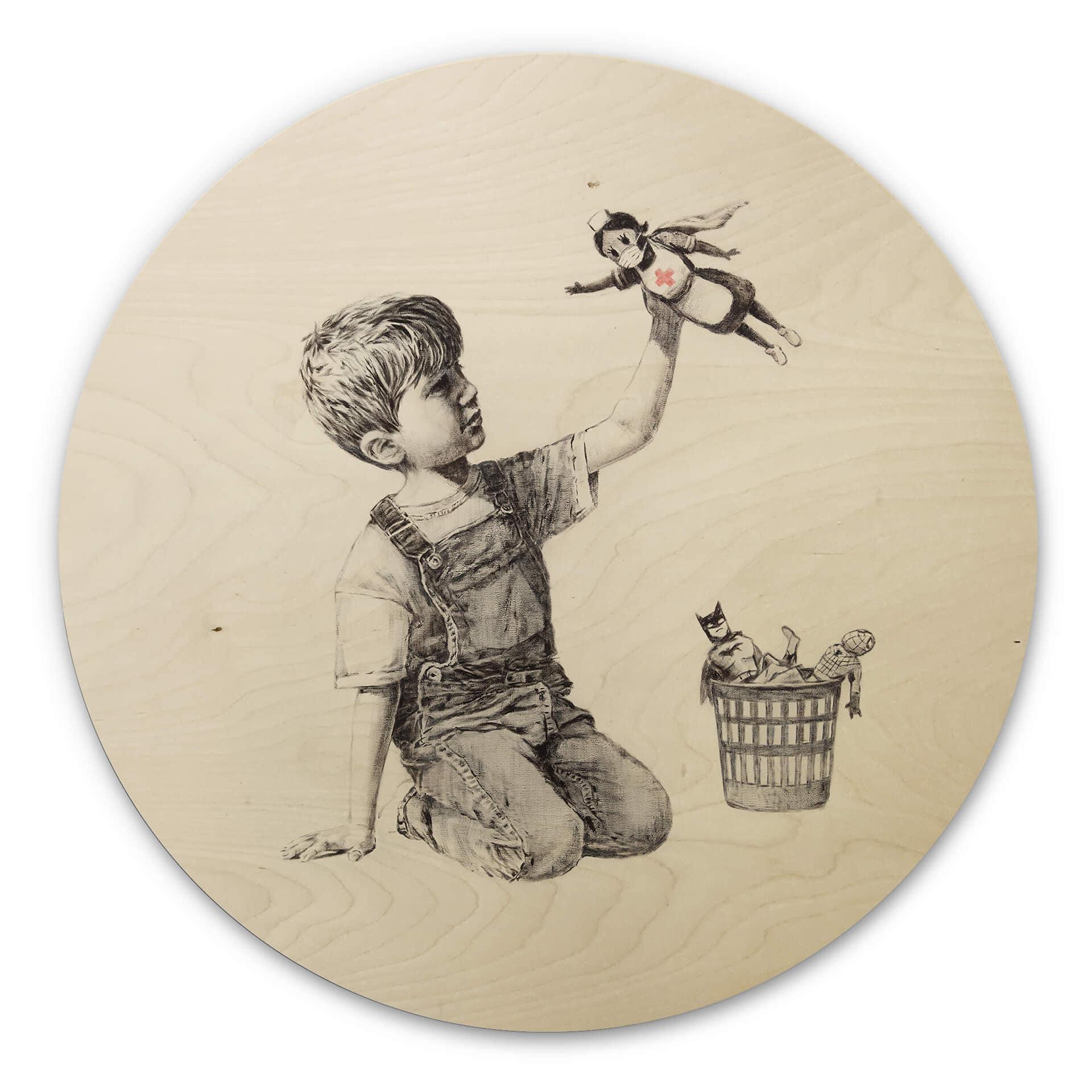Træbillede Banksy - Real Hero