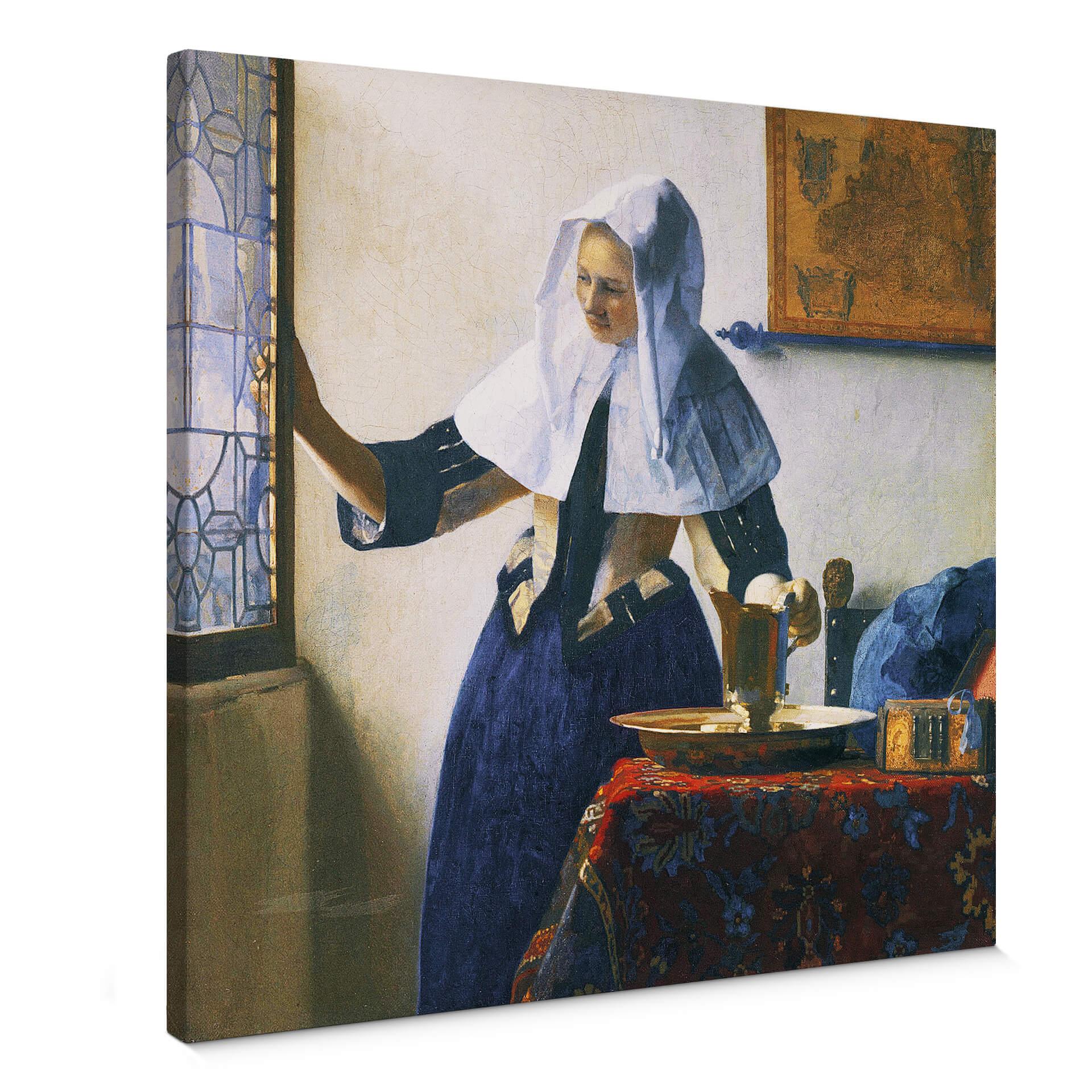 Lienzo Vermeer - Mujer joven con jarra de agua en la ventana - cuadrado