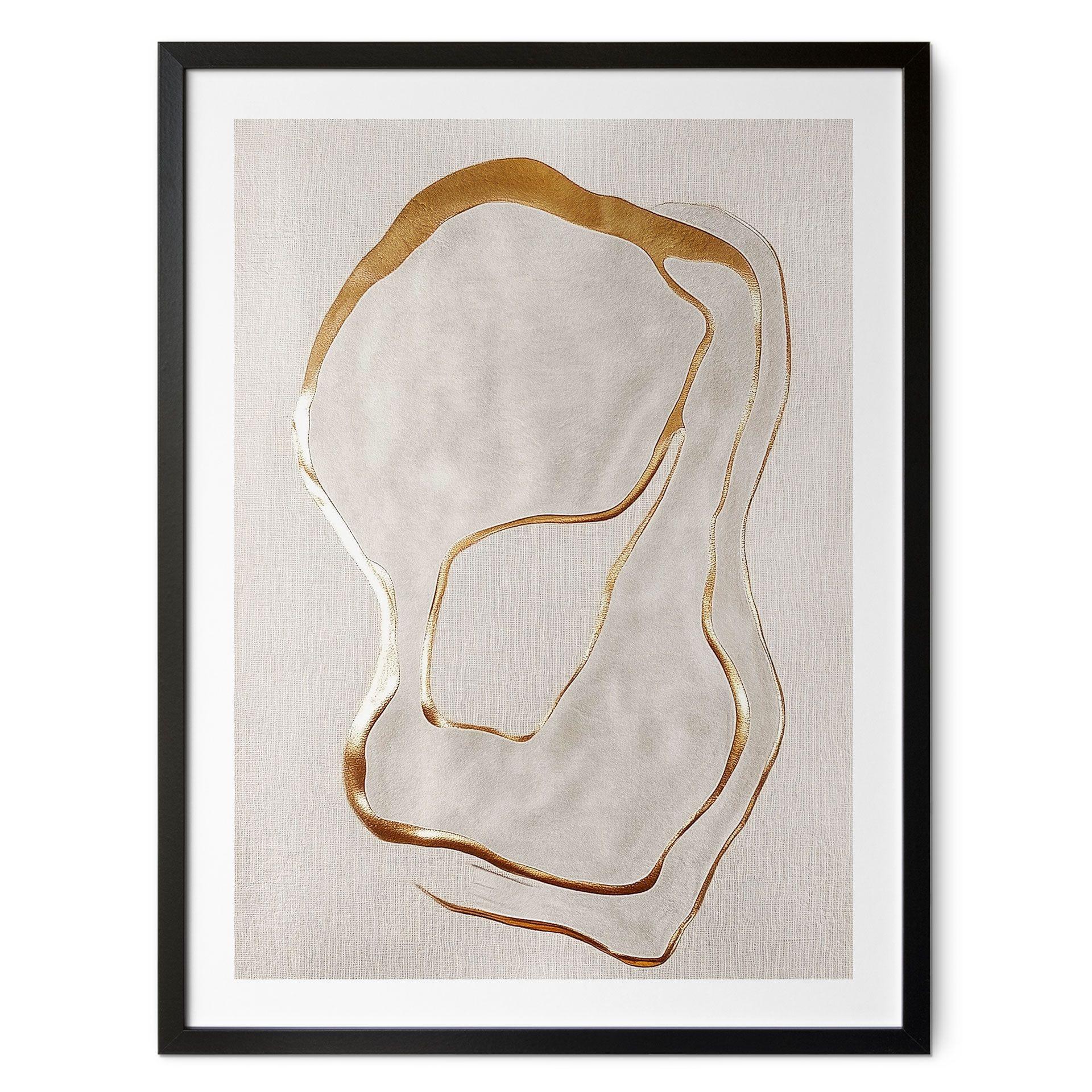 Póster lineal abstracto en dorado y beige - Alma