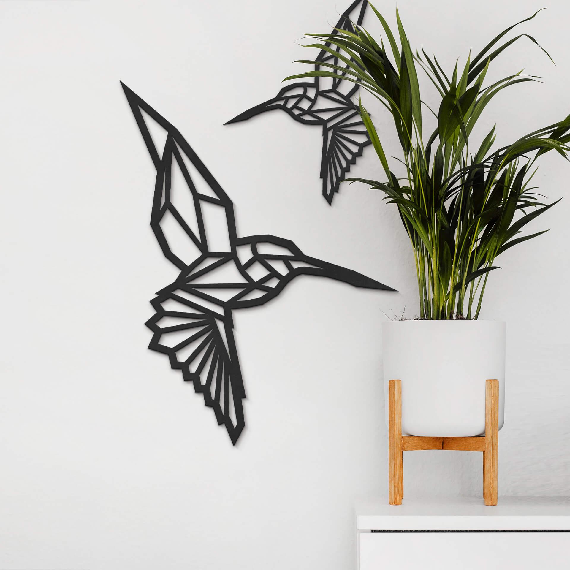 MDF - Decoración en madera de colibrí de origami
