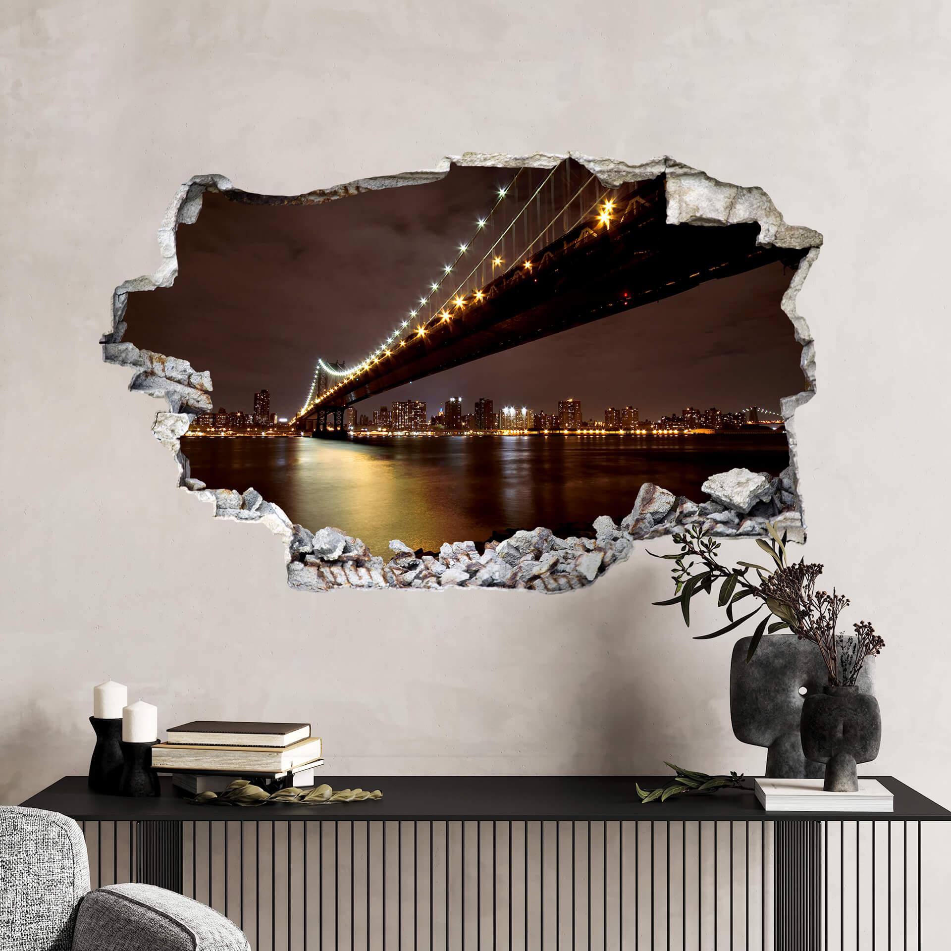 3D Wallsticker Manhattan Bridge om natten