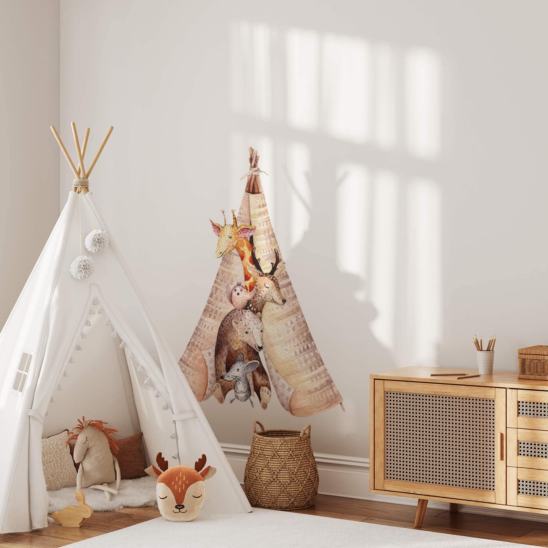 Sticker mural Kvilis - Animaux dans un tipi