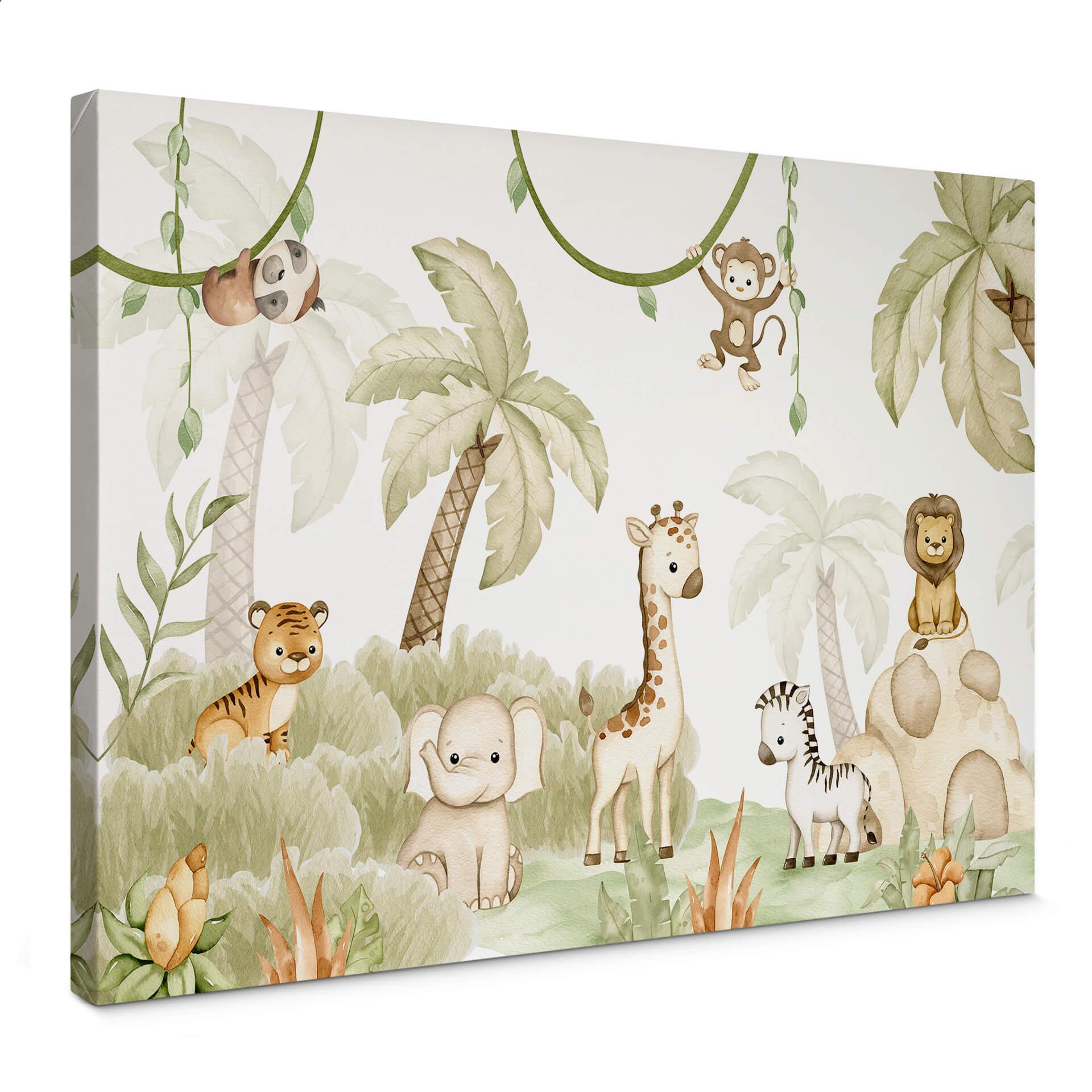 Lienzo Oliver Robins - Simpáticos animales bajo las palmeras