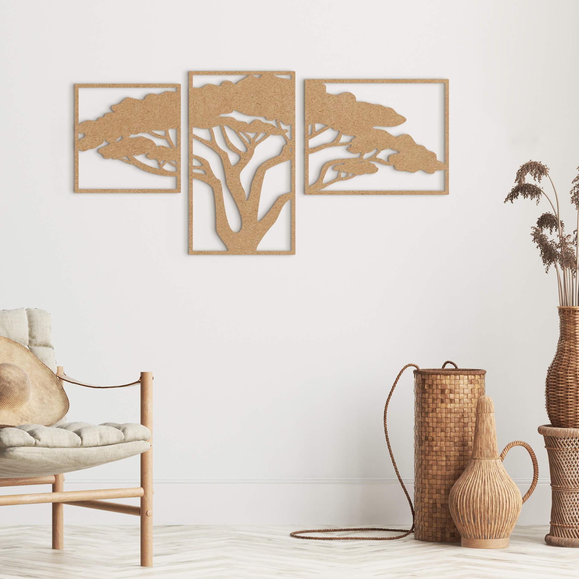 Decoración mural árbol africano (3 piezas) - MDF naturaleza